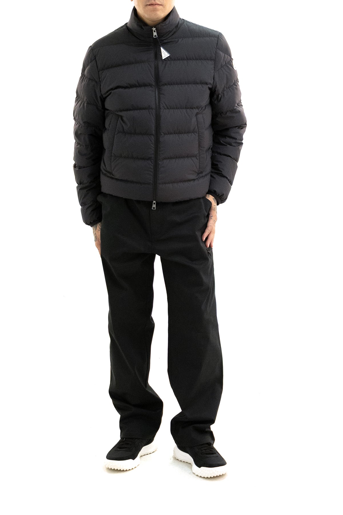 MONCLER Black polyester Baudinet padded down jacket, Nero, view 2