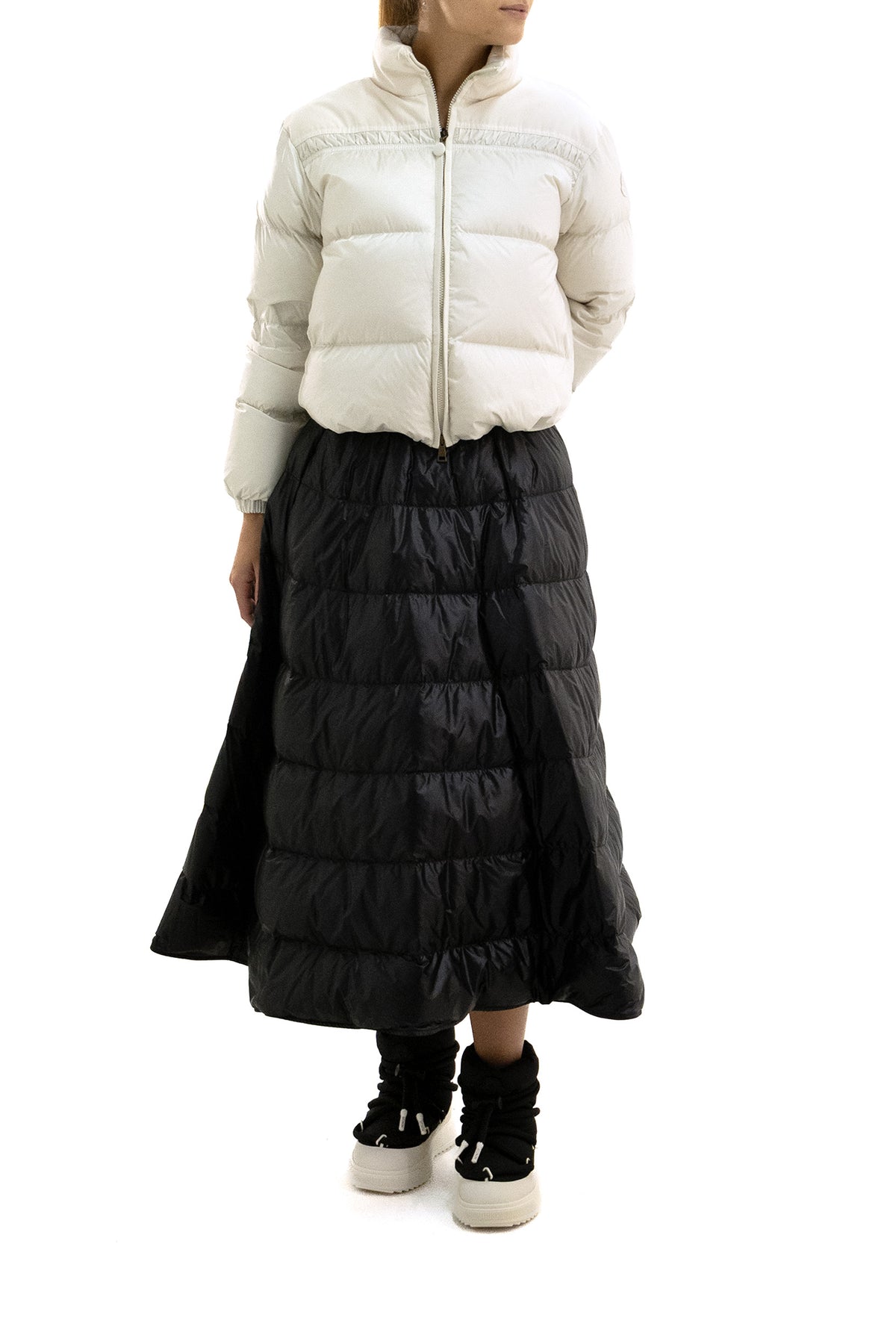 MONCLER Gonna midi in longue saison di colore nero, vista 2