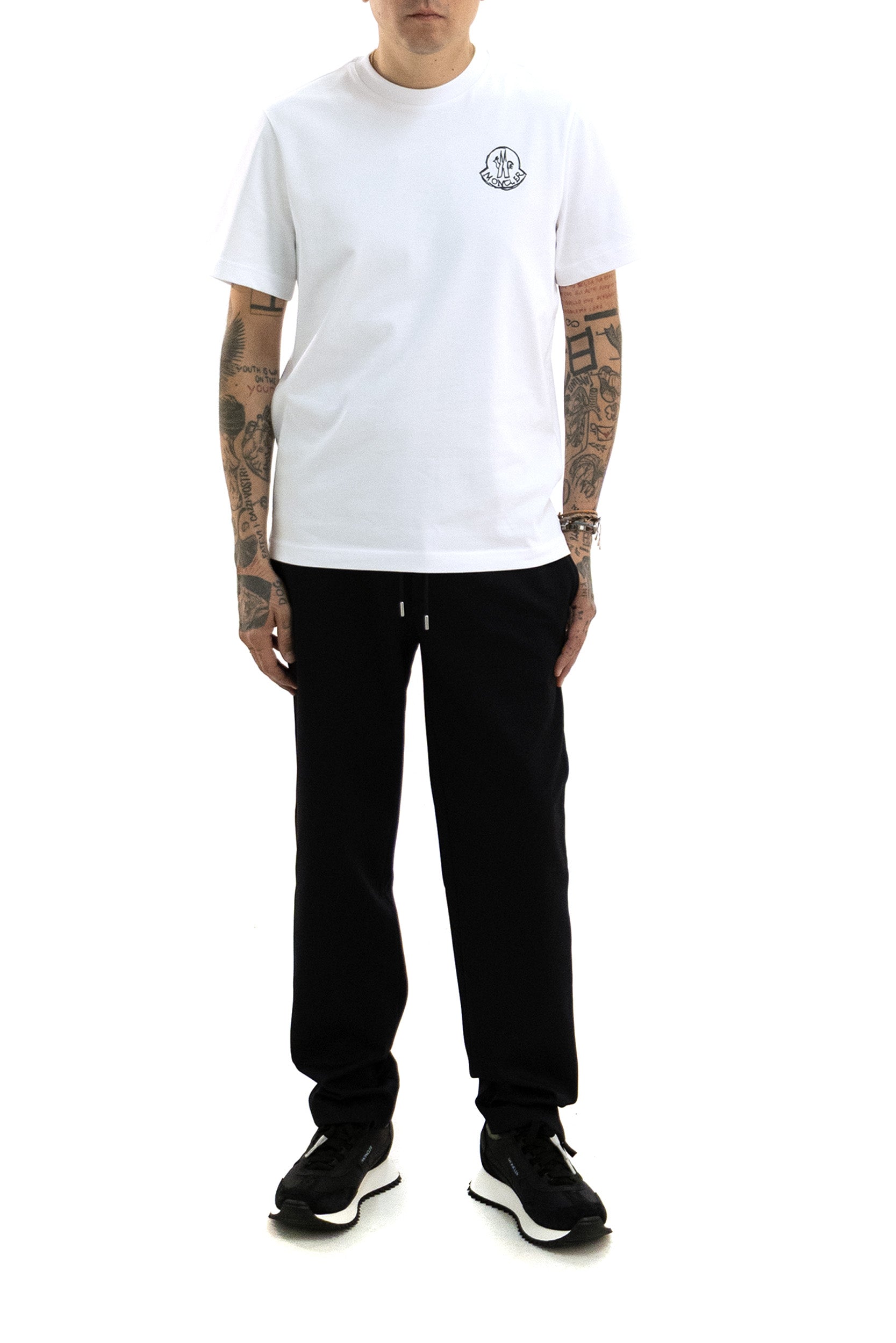 T-shirt in jersey di cotone di colore bianco<BR/> 8C000-25 89AUG 00A MONCLER 