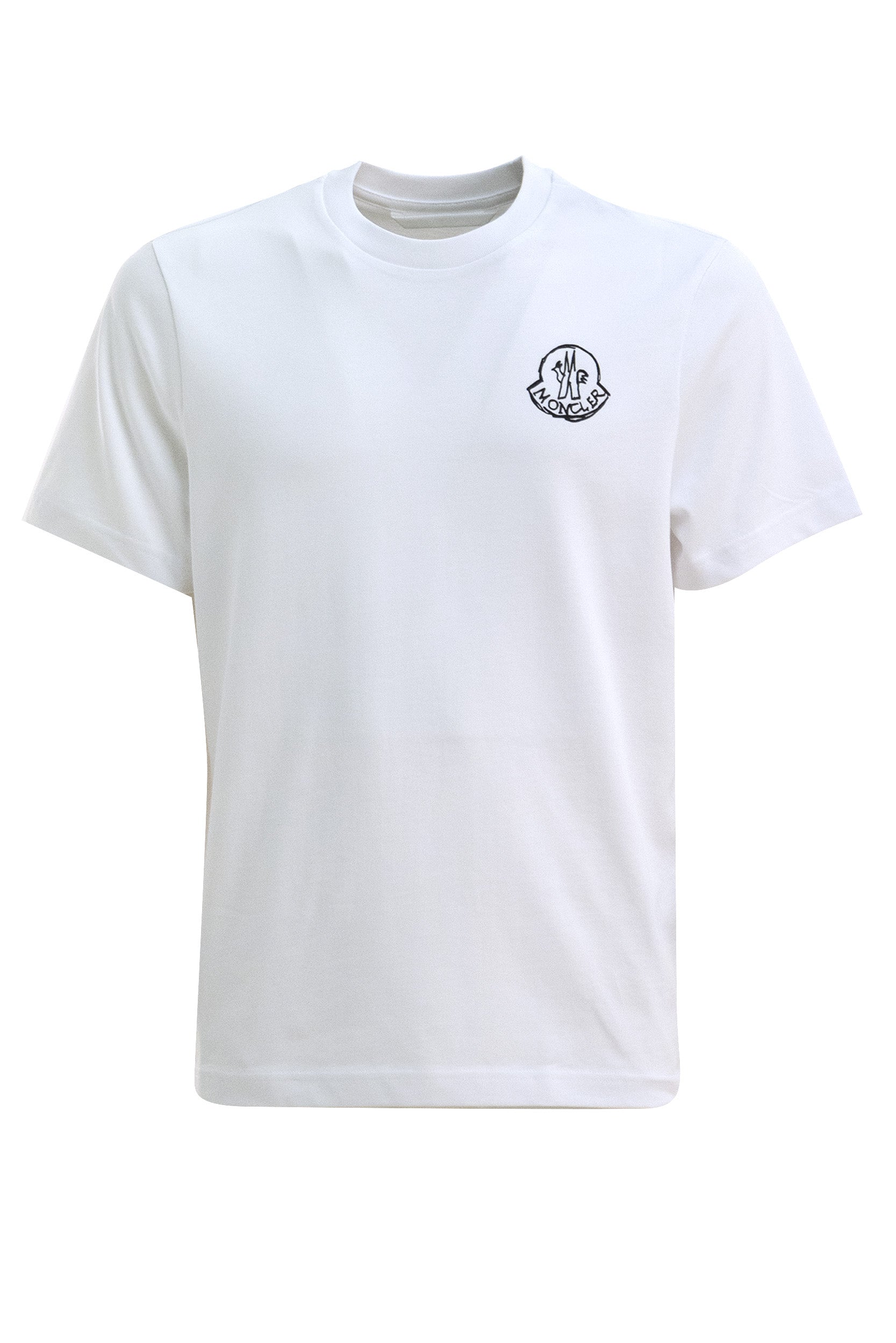 T-shirt in jersey di cotone di colore bianco<BR/> 8C000-25 89AUG 00A MONCLER 