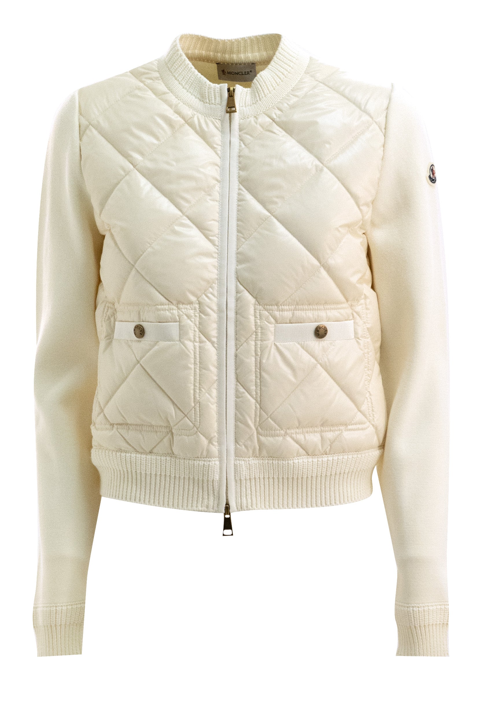 Cardigan in cotone imbottito color avorio<BR/> 9B000-04 M1113 003 MONCLER 