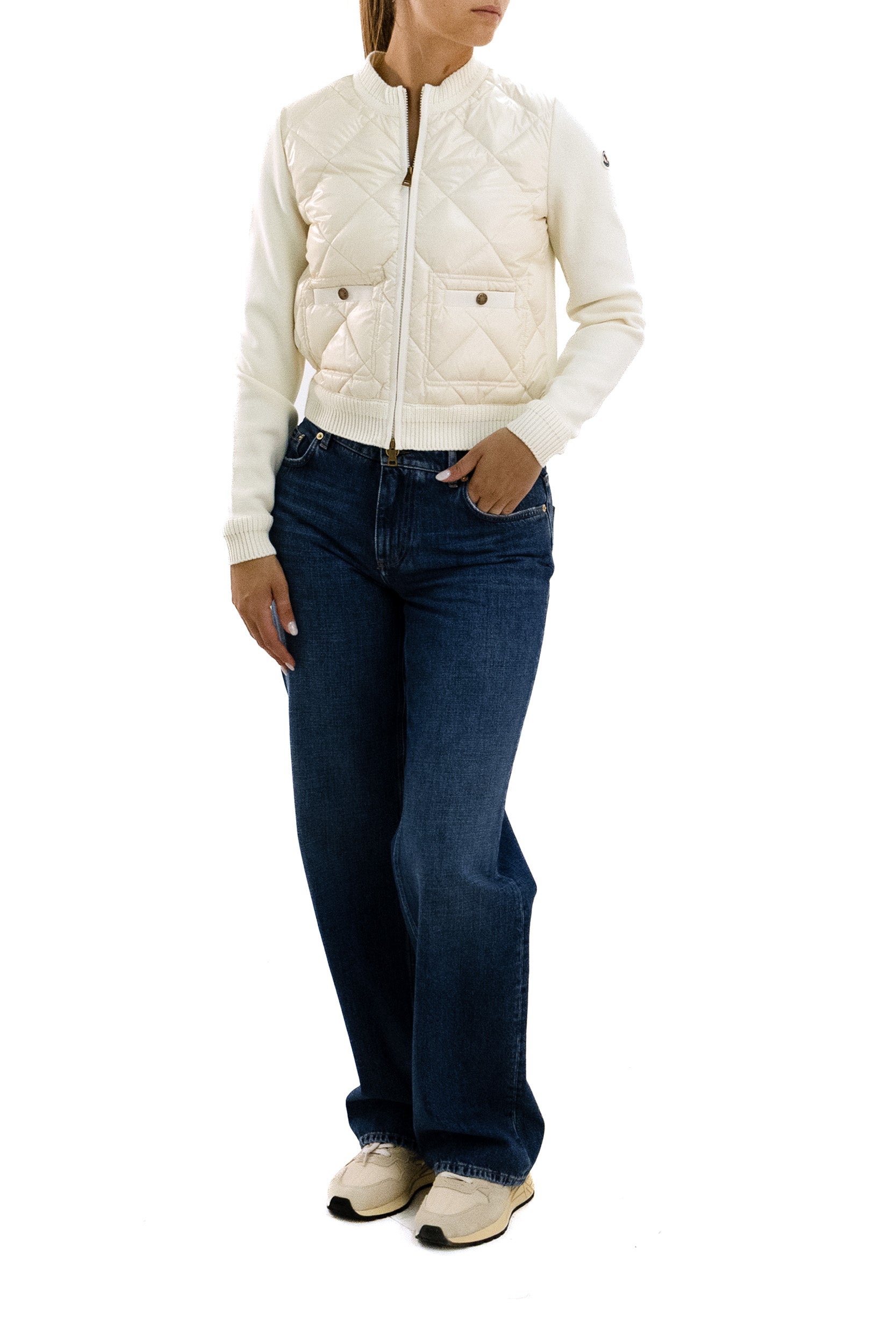 Cardigan in cotone imbottito color avorio<BR/> 9B000-04 M1113 003 MONCLER 