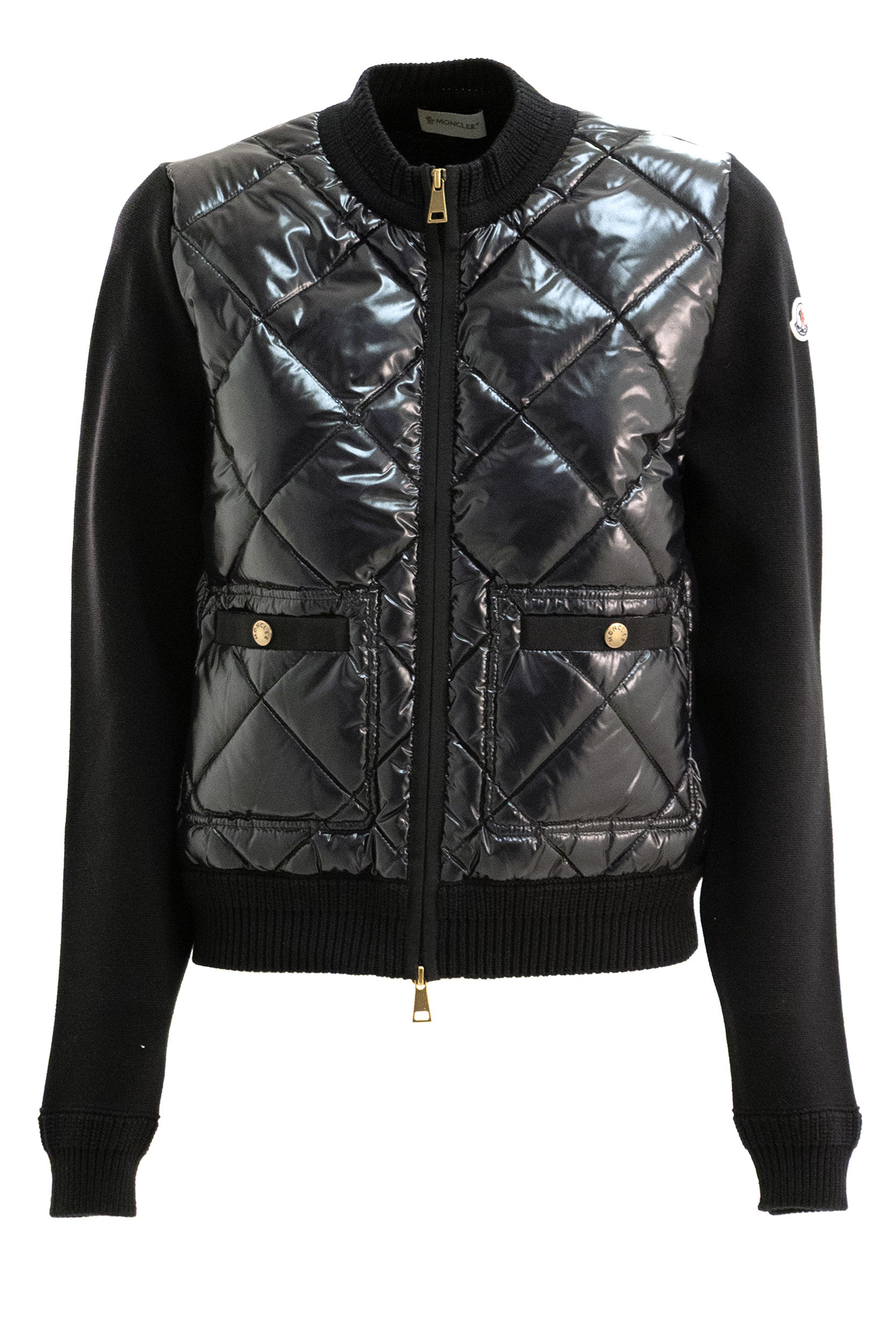 Cardigan in cotone imbottito di colore nero<BR/> 9B000-04 M1113 999 MONCLER 