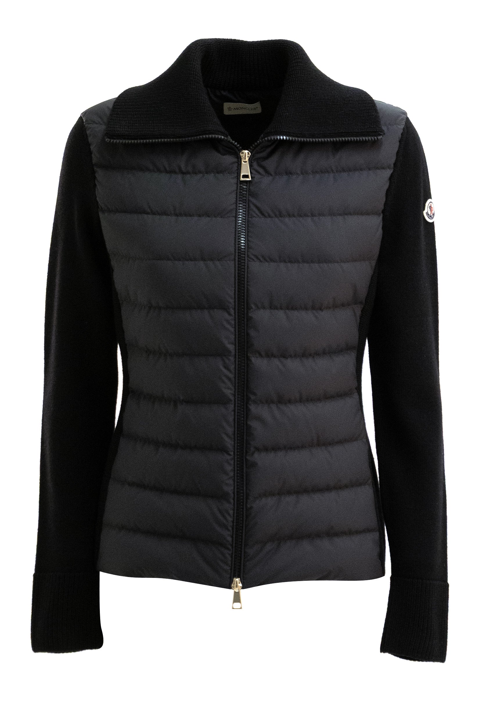 Cardigan imbottito in lana merino di colore nero  <BR/> 9B000-69 M1131 999 MONCLER 
