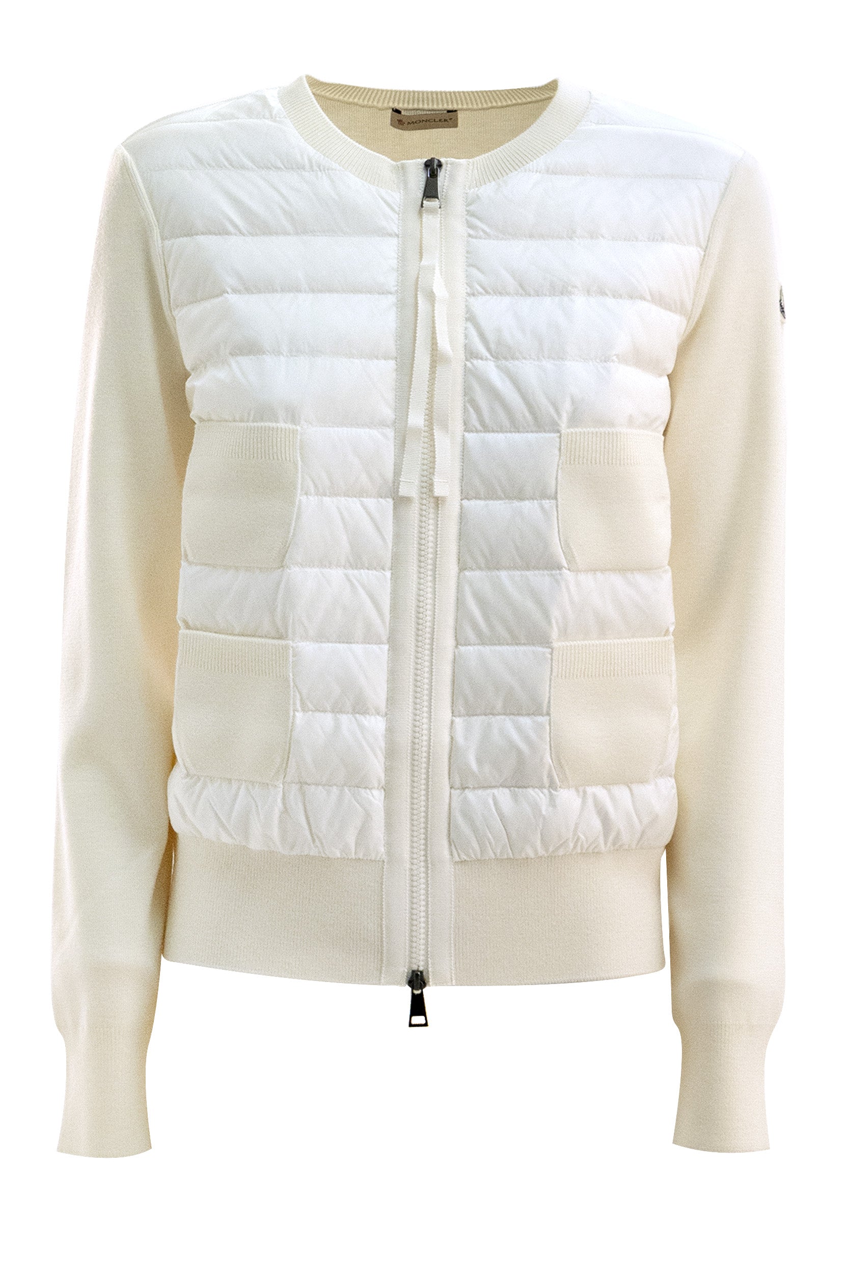 Cardigan imbottito in lana di colore bianco<BR/> 9B510-00 A9018 034 MONCLER 