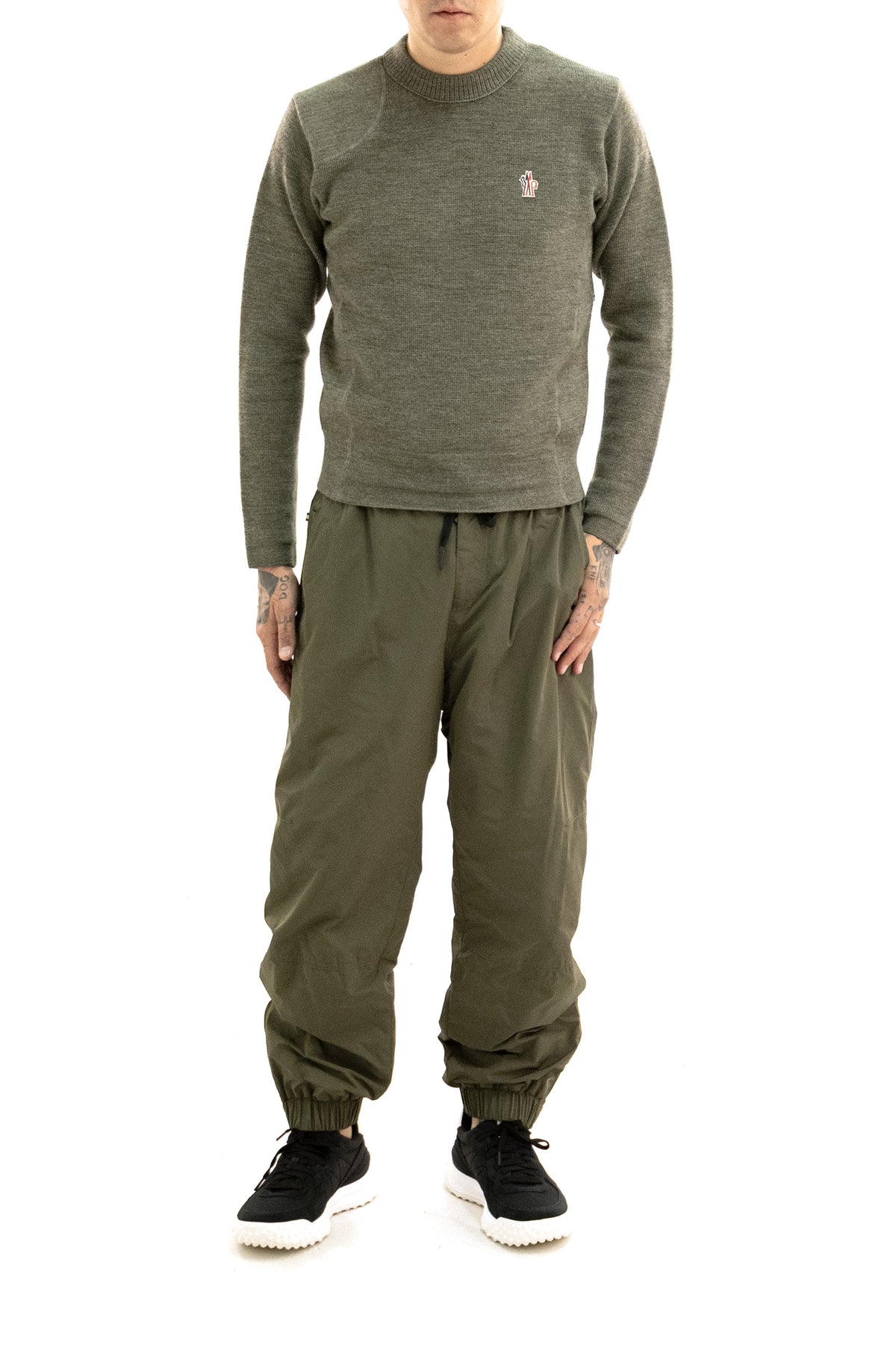 MONCLER GRENOBLE Military green wool pullover, Multi, view 2