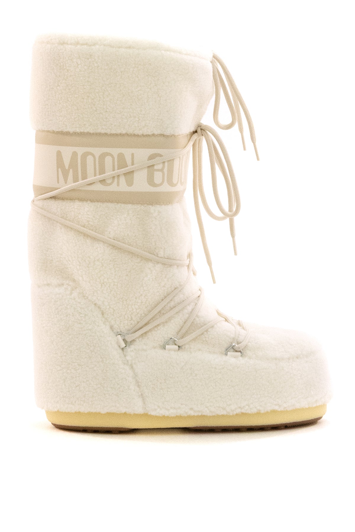 Stivali da neve alti Icon in teddy di colore bianco<BR/> 80D1403080 H017 MOON BOOT 