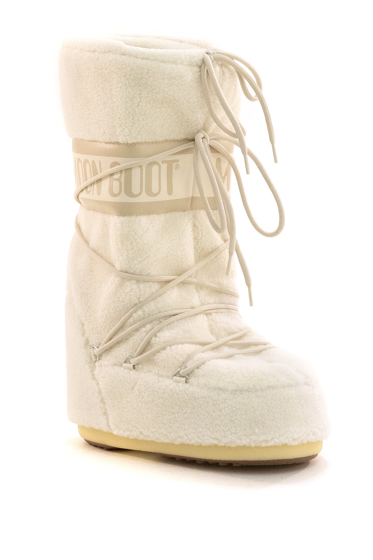 MOON BOOT White Icon teddy snow boots, Bianco, view 2
