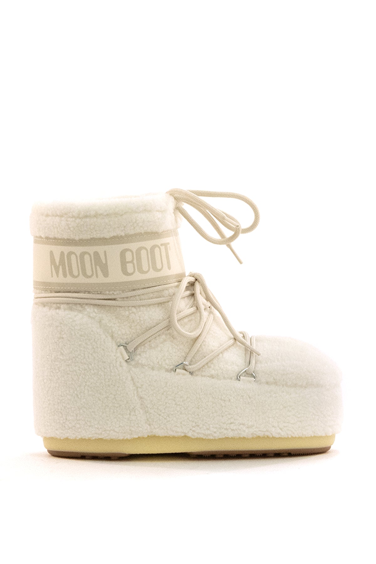 Stivali da neve bassi Icon in teddy di colore bianco<BR/> 80D1409700 H017 MOON BOOT 