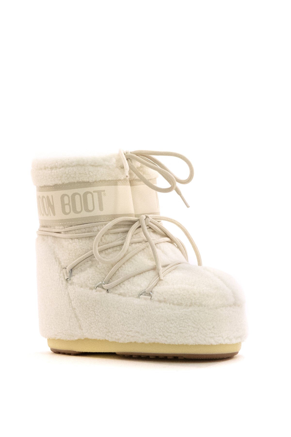 MOON BOOT Stivali da neve bassi Icon in teddy di colore bianco, vista 2