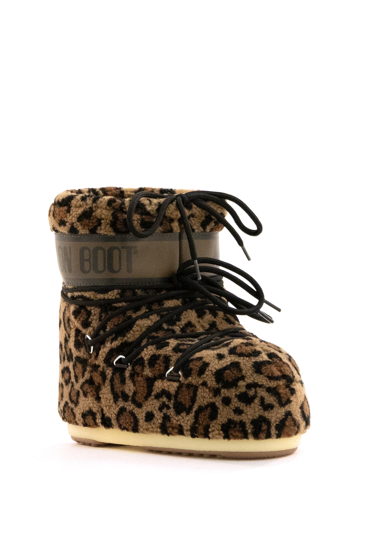 MOON BOOT Stivali da neve bassi Icon in teddy stampa leopardo, Marrone, vista 2