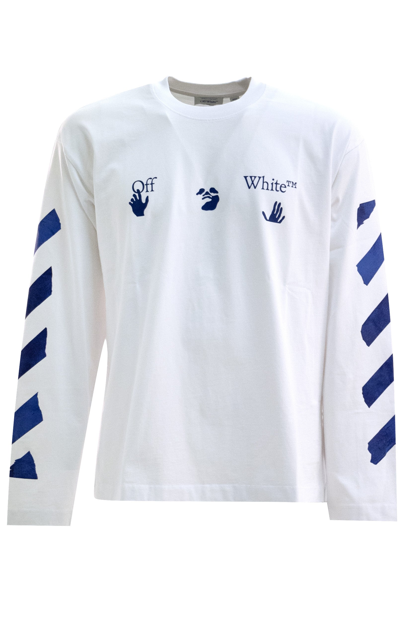 T-shirt in cotone di colore bianco<BR/> 44MAB09CF26J007100 WHITE OFF WHITE 