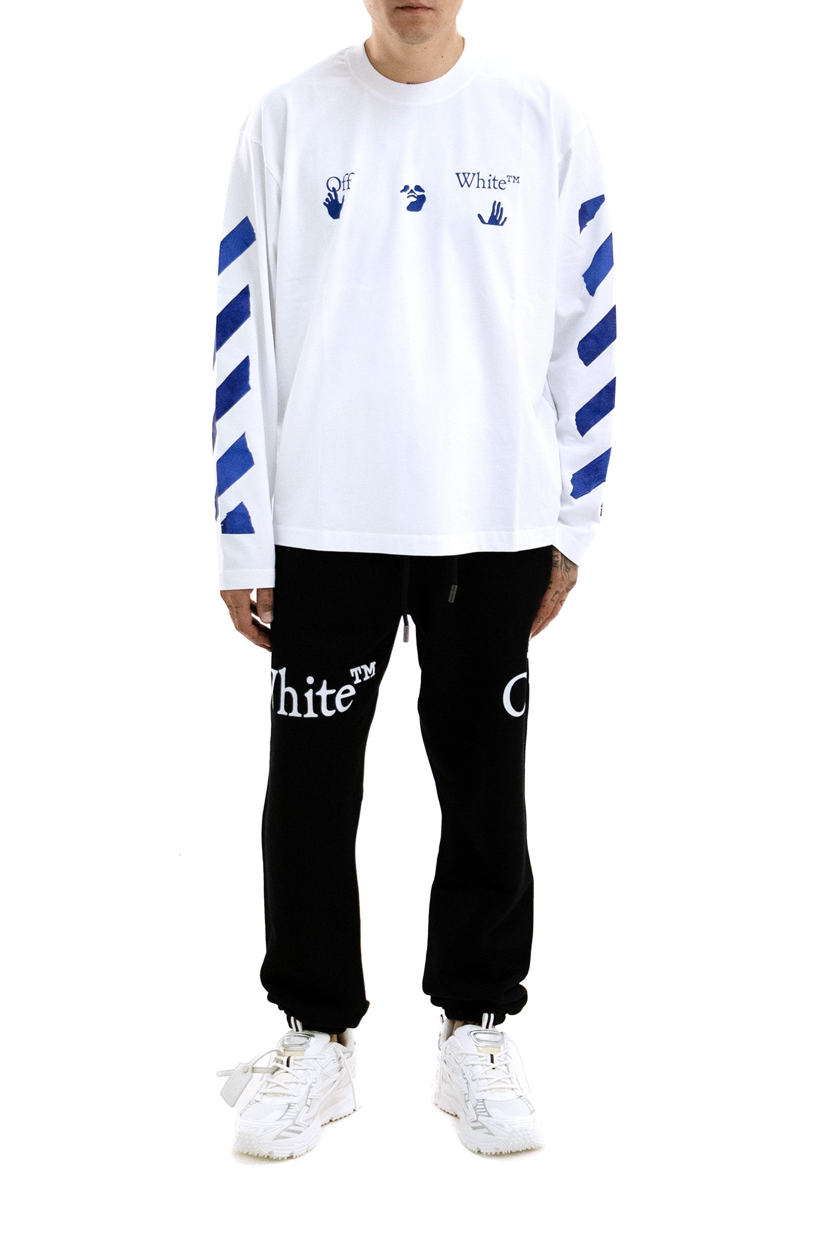T-shirt in cotone di colore bianco<BR/> 44MAB09CF26J007100 WHITE OFF WHITE 