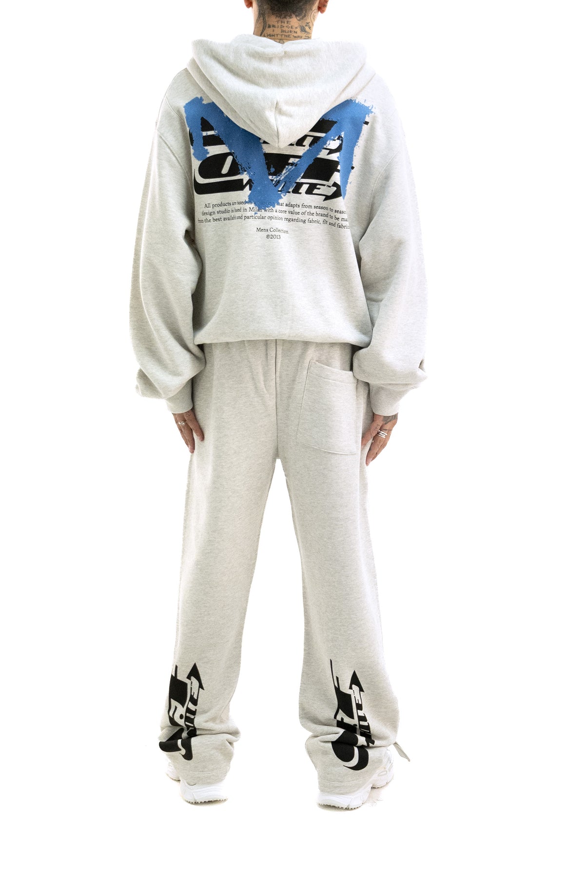 OFF WHITE Pantaloni jogging in cotone di colore grigio, vista 3