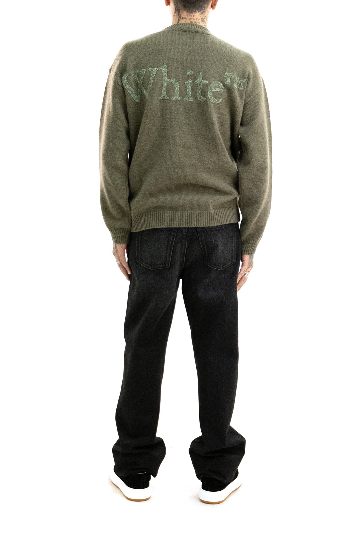 OFF WHITE Pullover in lana color verde miltare, Marrone, vista 3