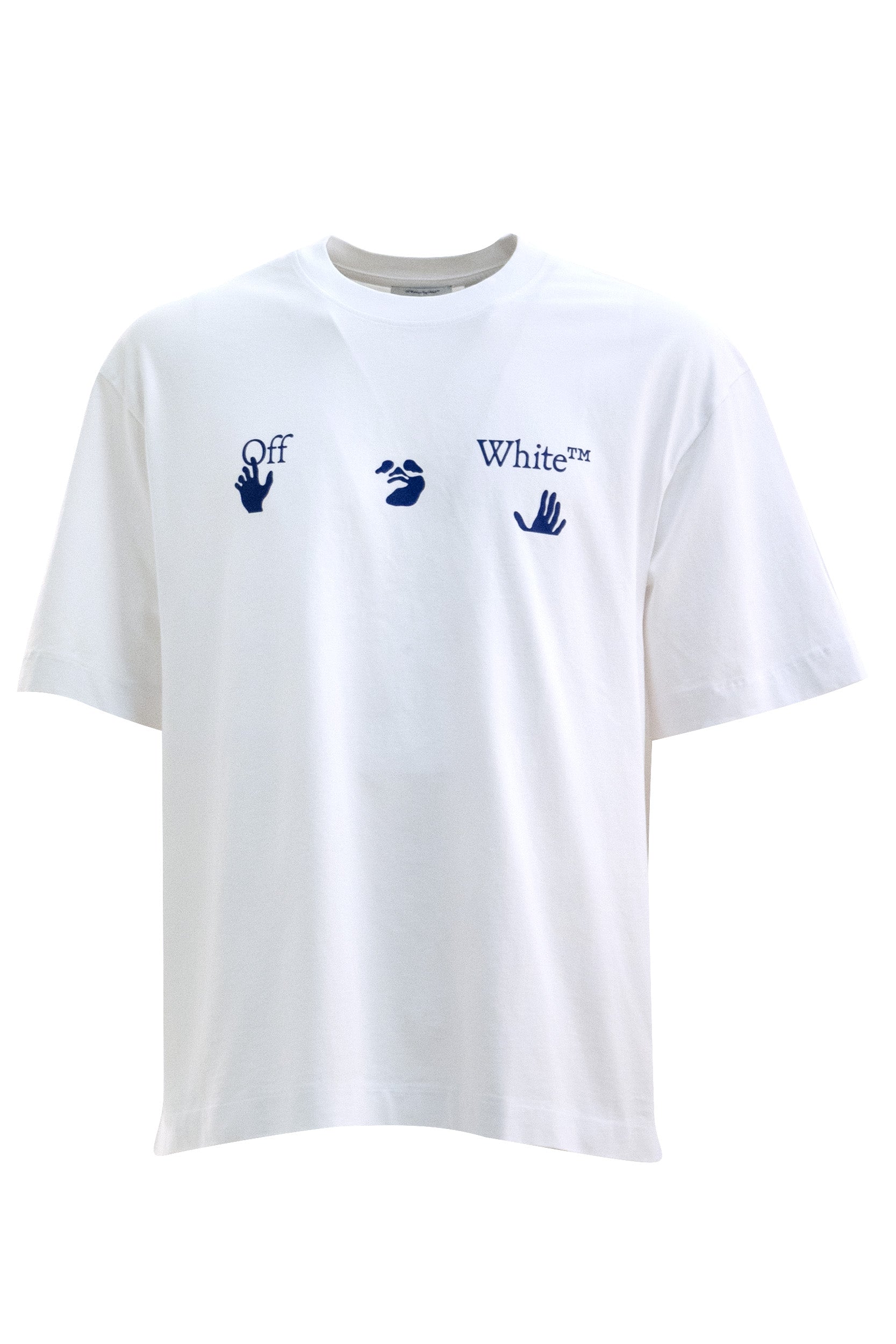 T-shirt in cotone di colore bianco<BR/> 44MAA120F26J018100 WHITE OFF WHITE 