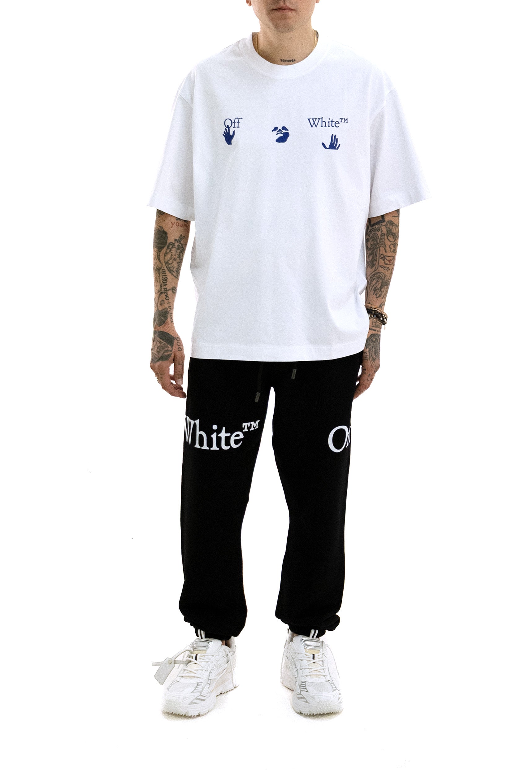 T-shirt in cotone di colore bianco<BR/> 44MAA120F26J018100 WHITE OFF WHITE 
