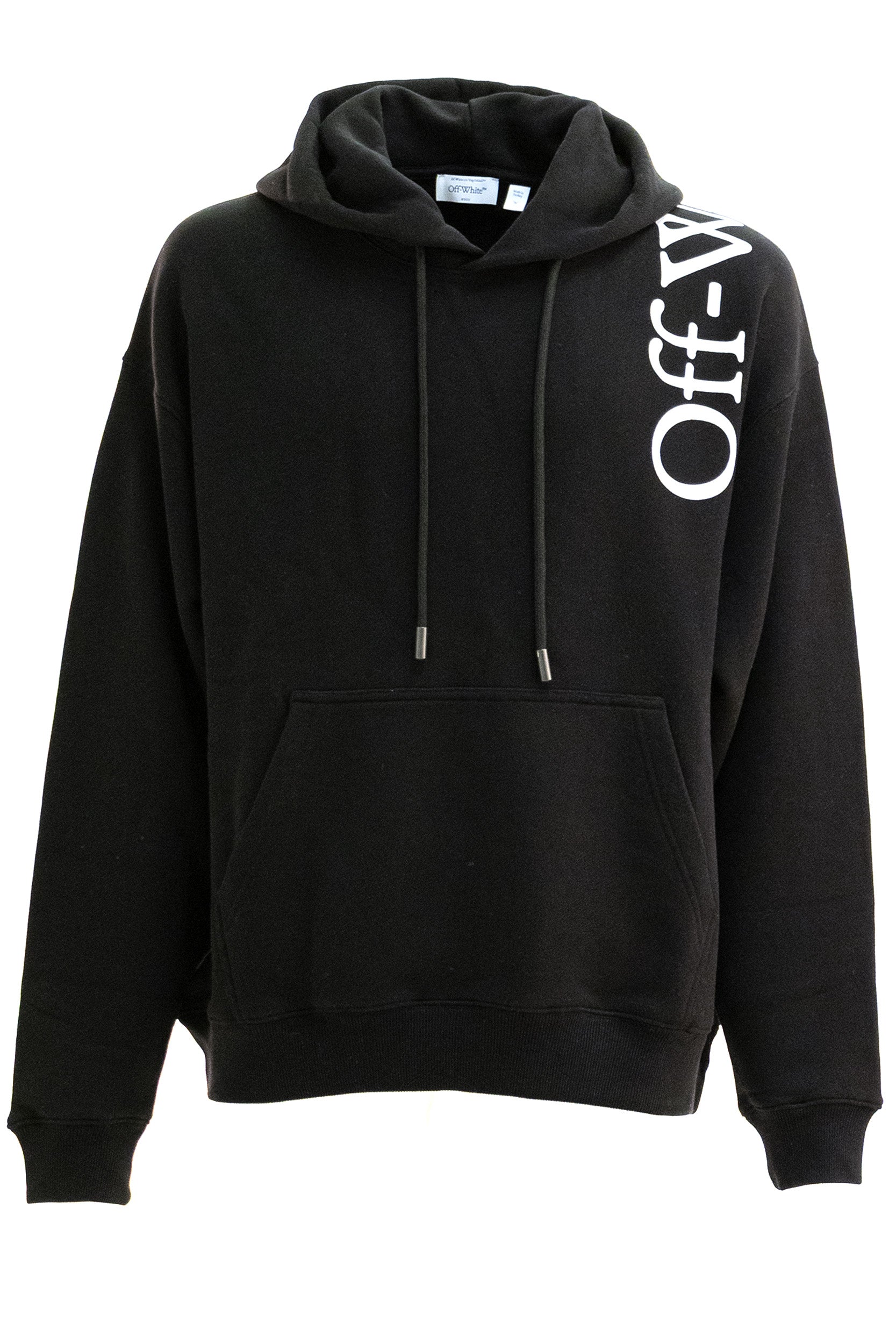Felpa con cappuccio in cotone di colore nero<BR/> 44MBB085F26F00O001 BLACK OFF WHITE 
