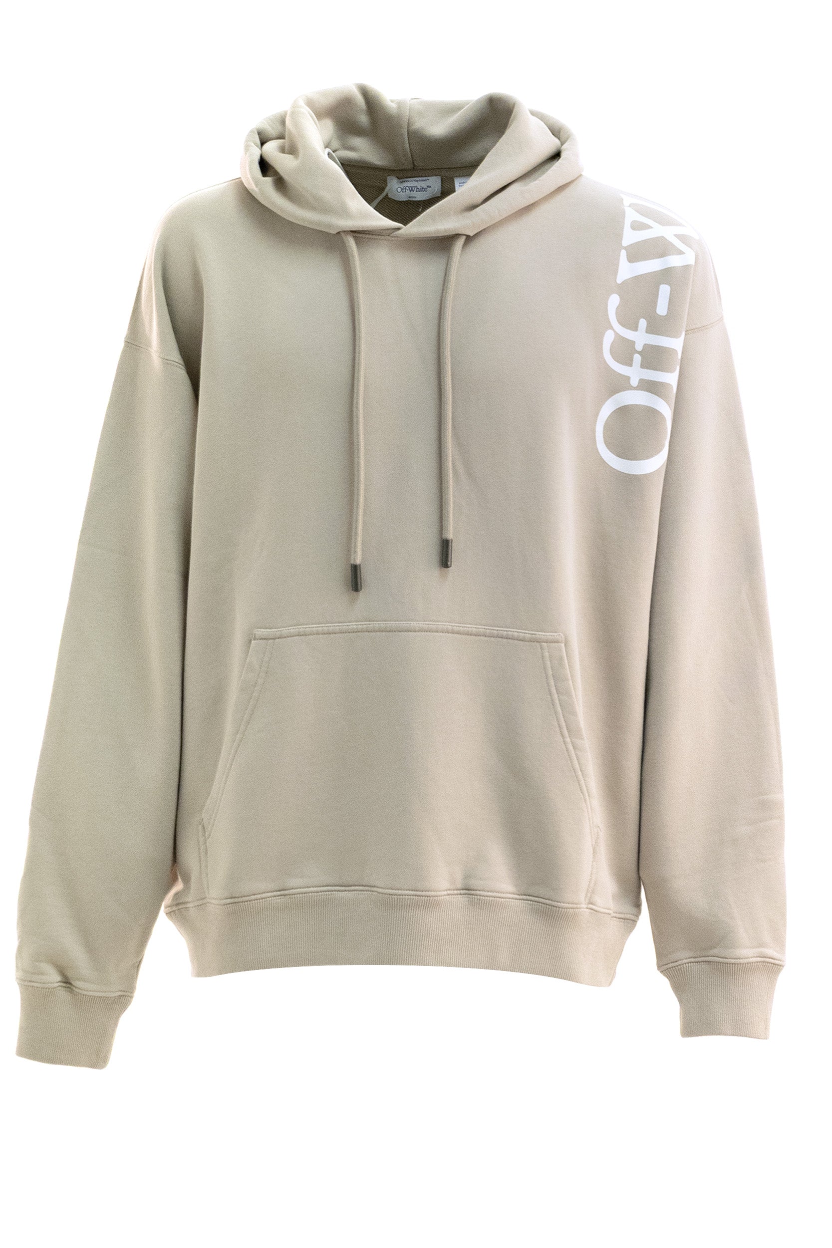OFF WHITE Felpa con cappuccio in cotone di colore beige