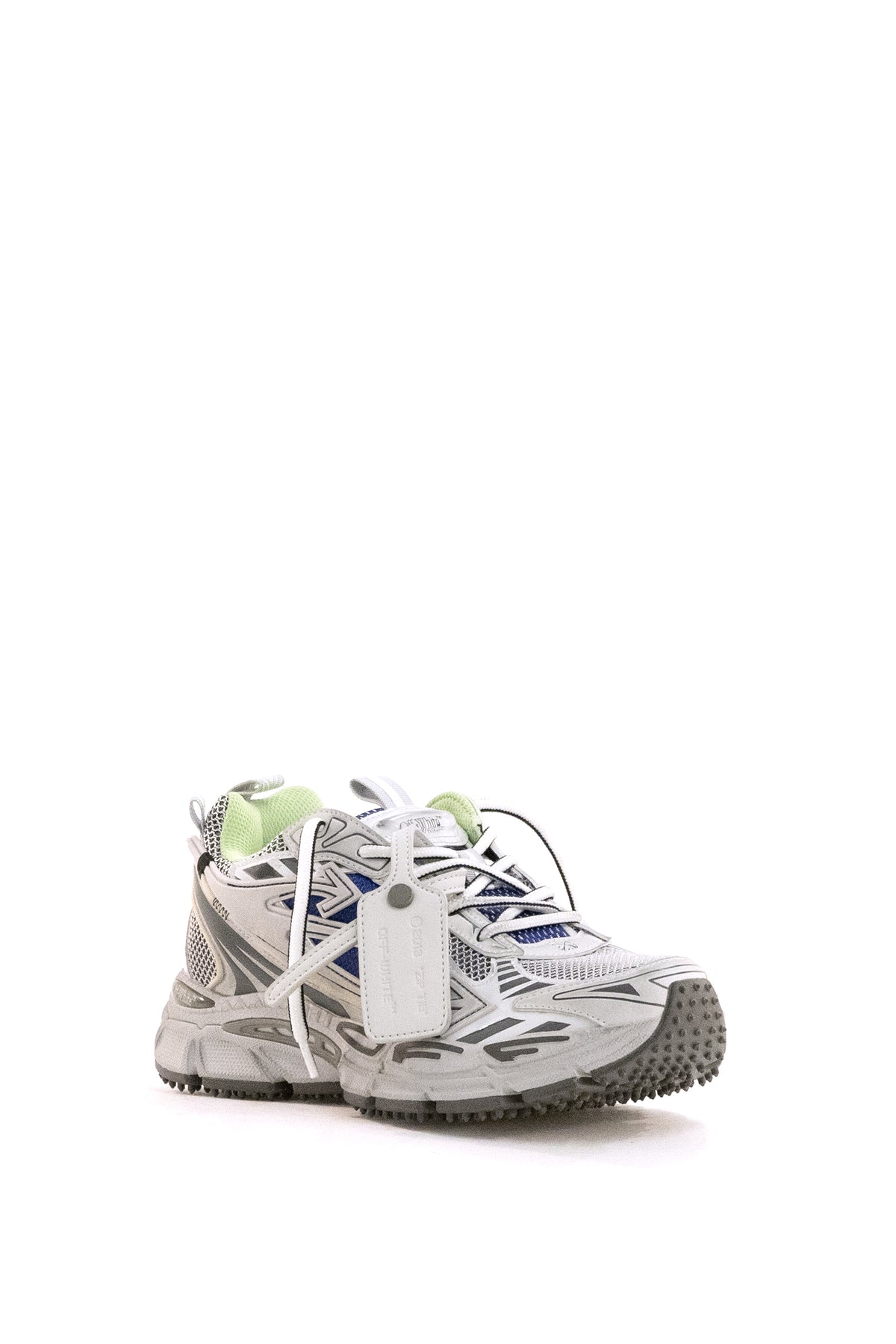 OFF WHITE Sneakers Be Right Back in pelle sintetica e mesh di colore grigio, Grigio/blu, vista 2