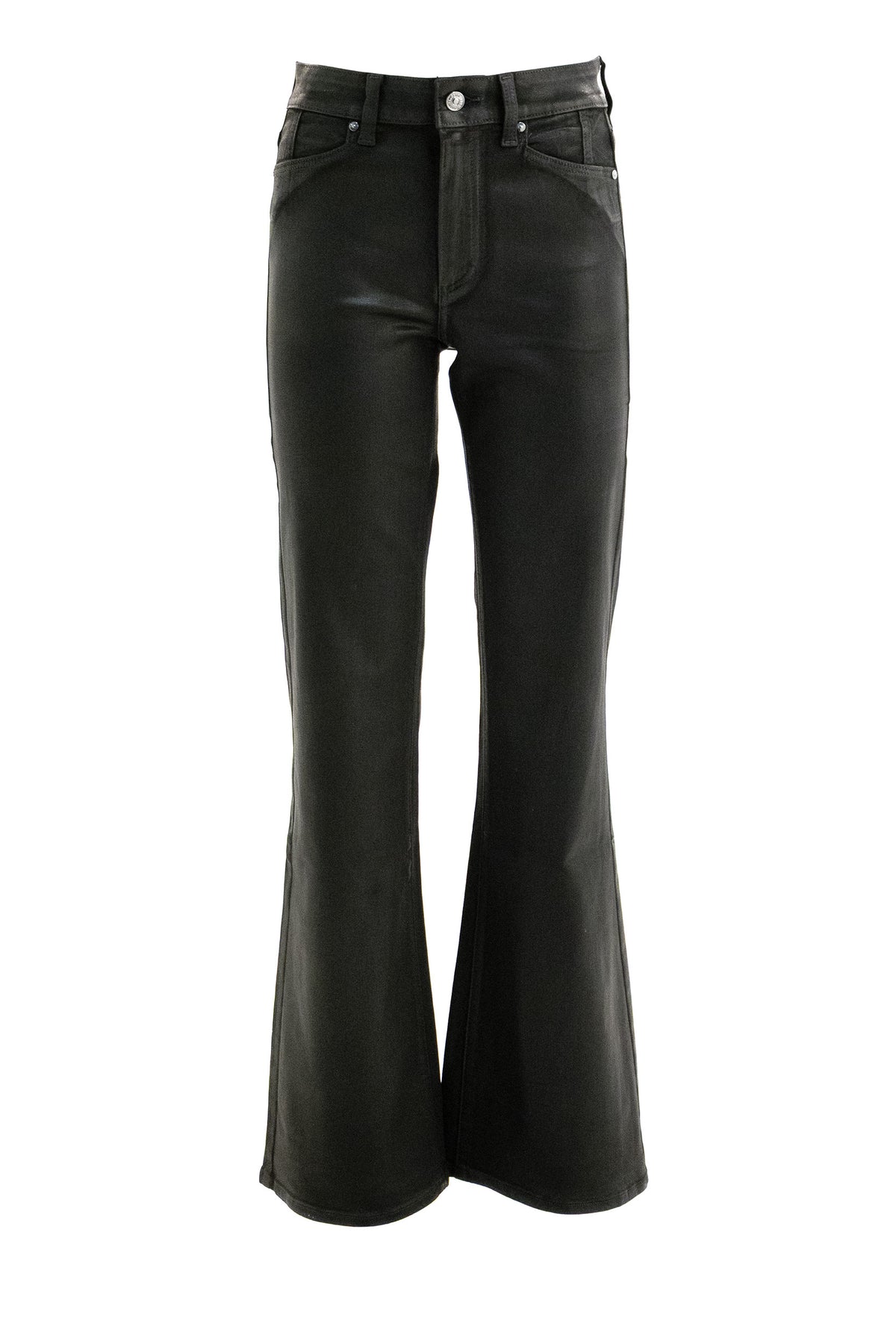 PAIGE Jeans Sofia Flare in denim coated di colore nero