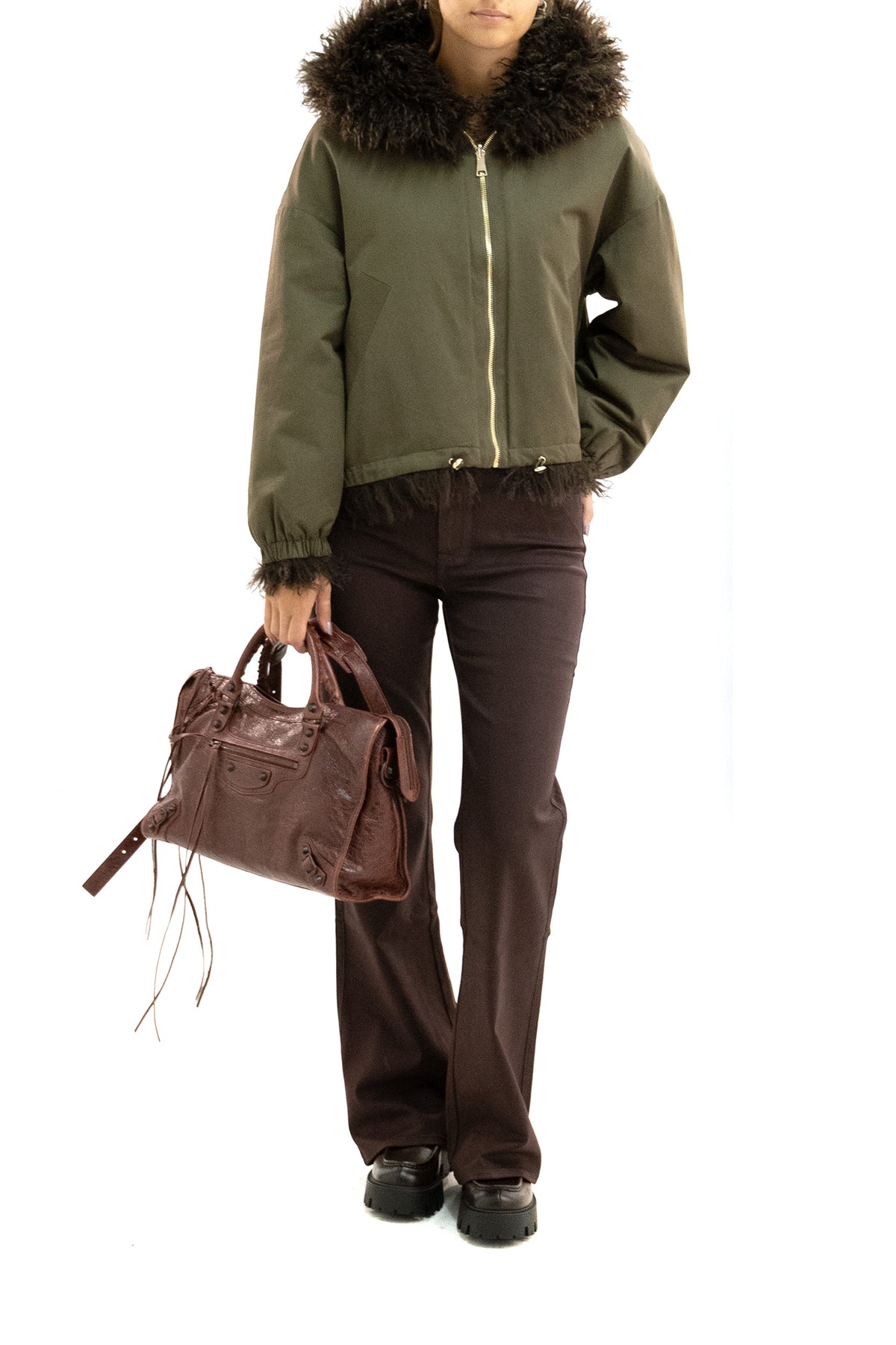 PAIGE Jeans Sofia Flare in denim coated di colore marrone, vista 2