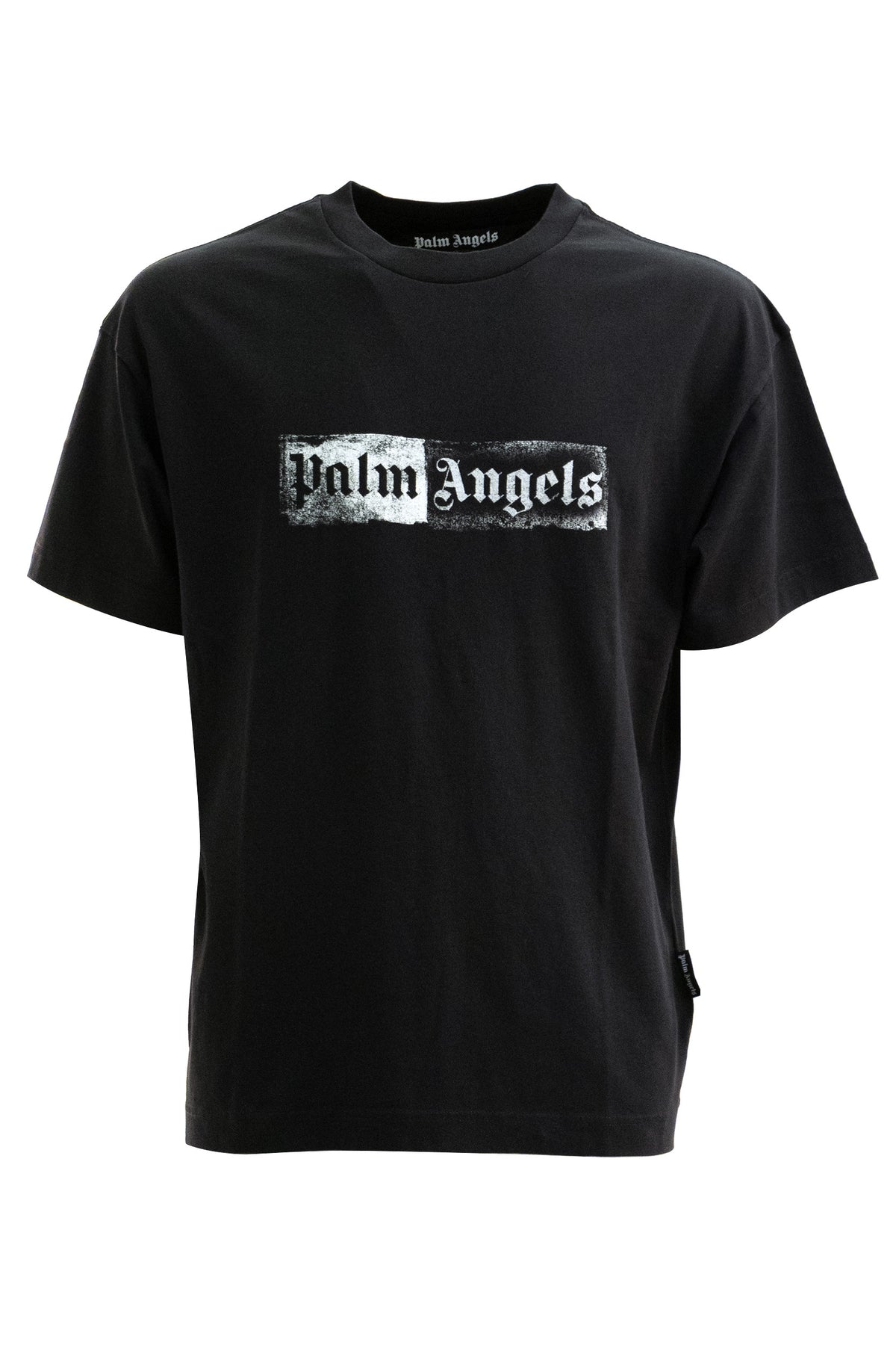 PALM ANGELS T-shirt in cotone di colore nero, Nero/bianco