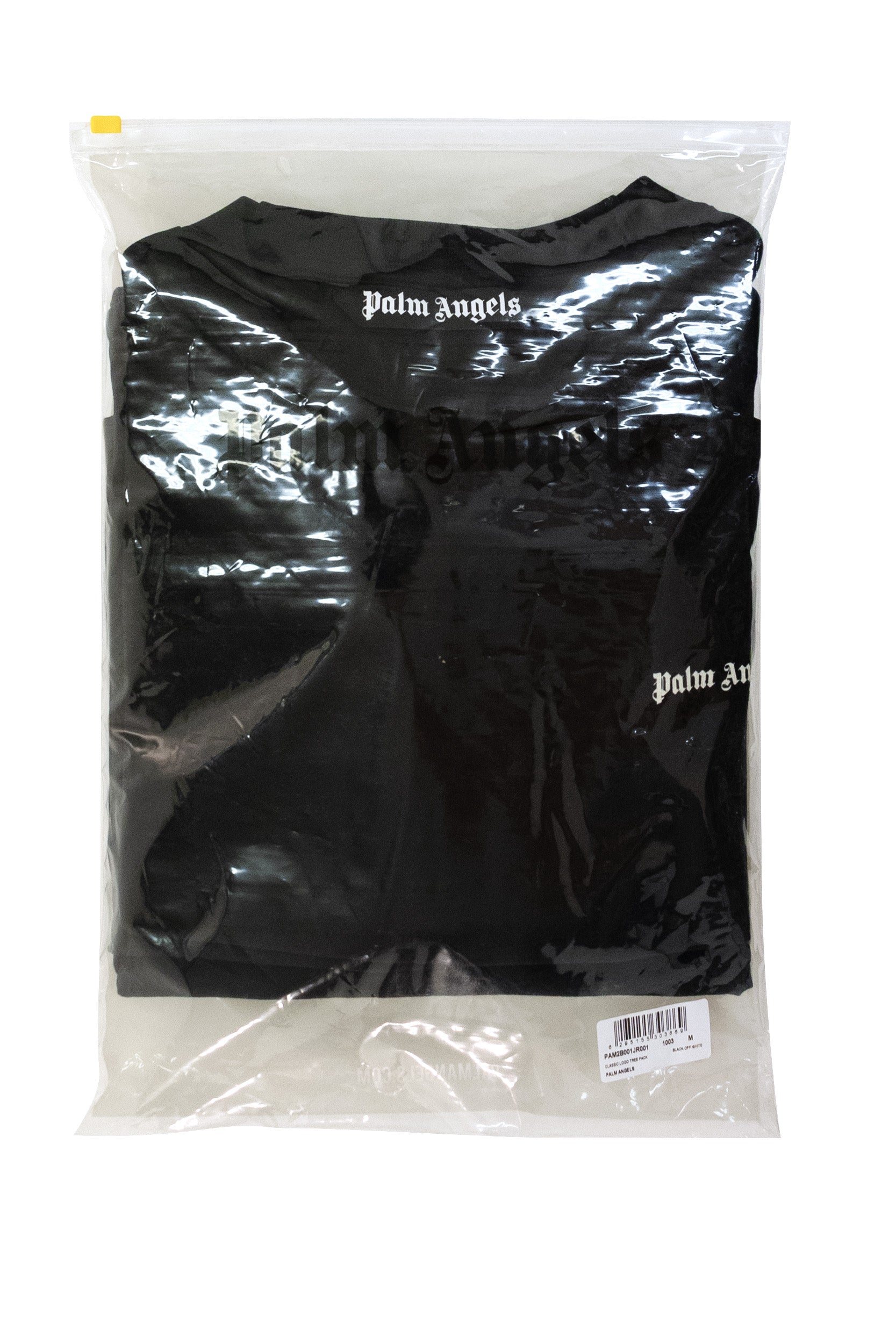 T-shirt in cotone di colore nero con logo stampato <BR/> PAM2B001JR001 1003 PALM ANGELS 