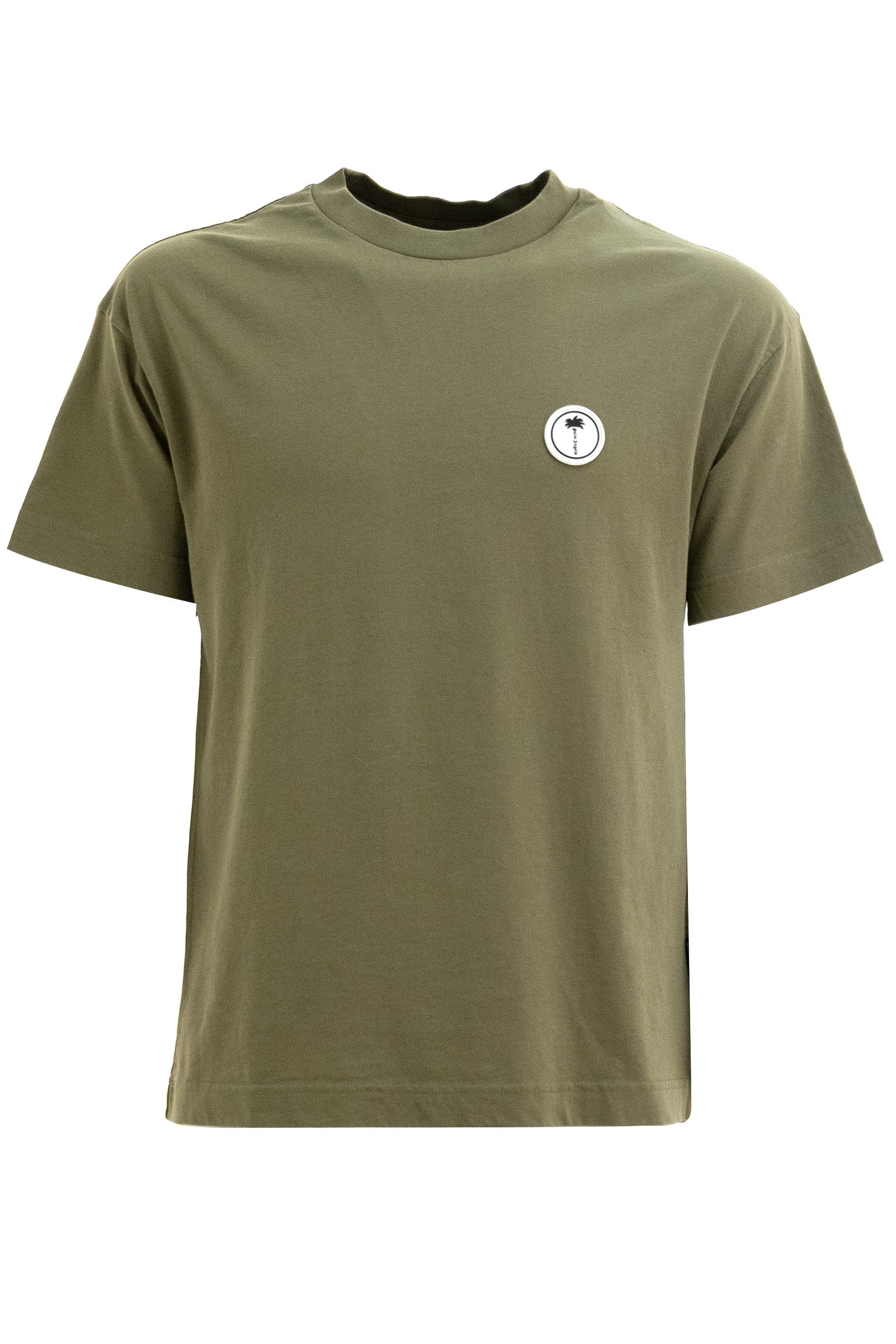 T-shirt in cotone di colore verde militare<BR/> PAMAA001JR002 5403 PALM ANGELS 