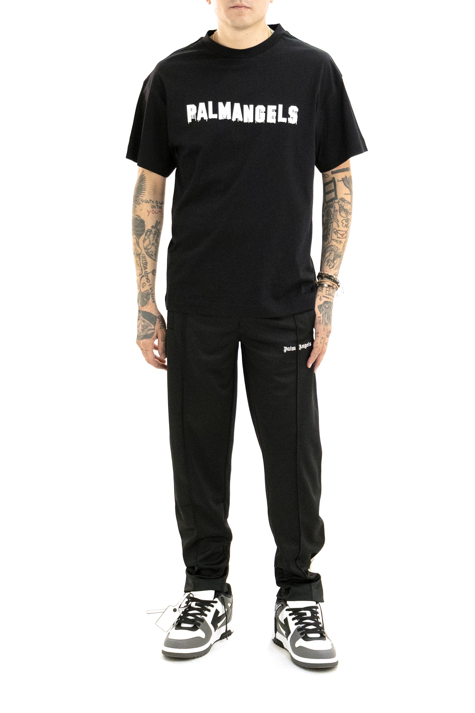 T-shirt in cotone di colore nero<BR/> PAMAA001JR018 1003 PALM ANGELS 