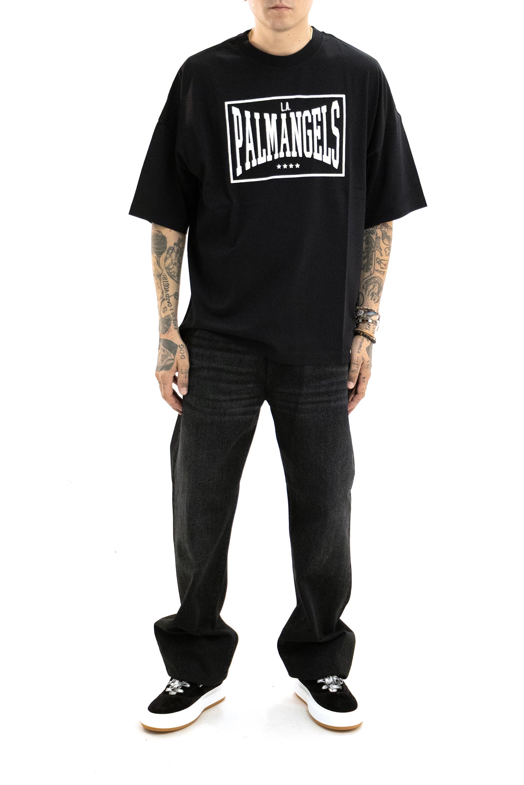 T-shirt in Cotone con Stampa Logo<BR/> PAMAA003JR004 1003 PALM ANGELS 