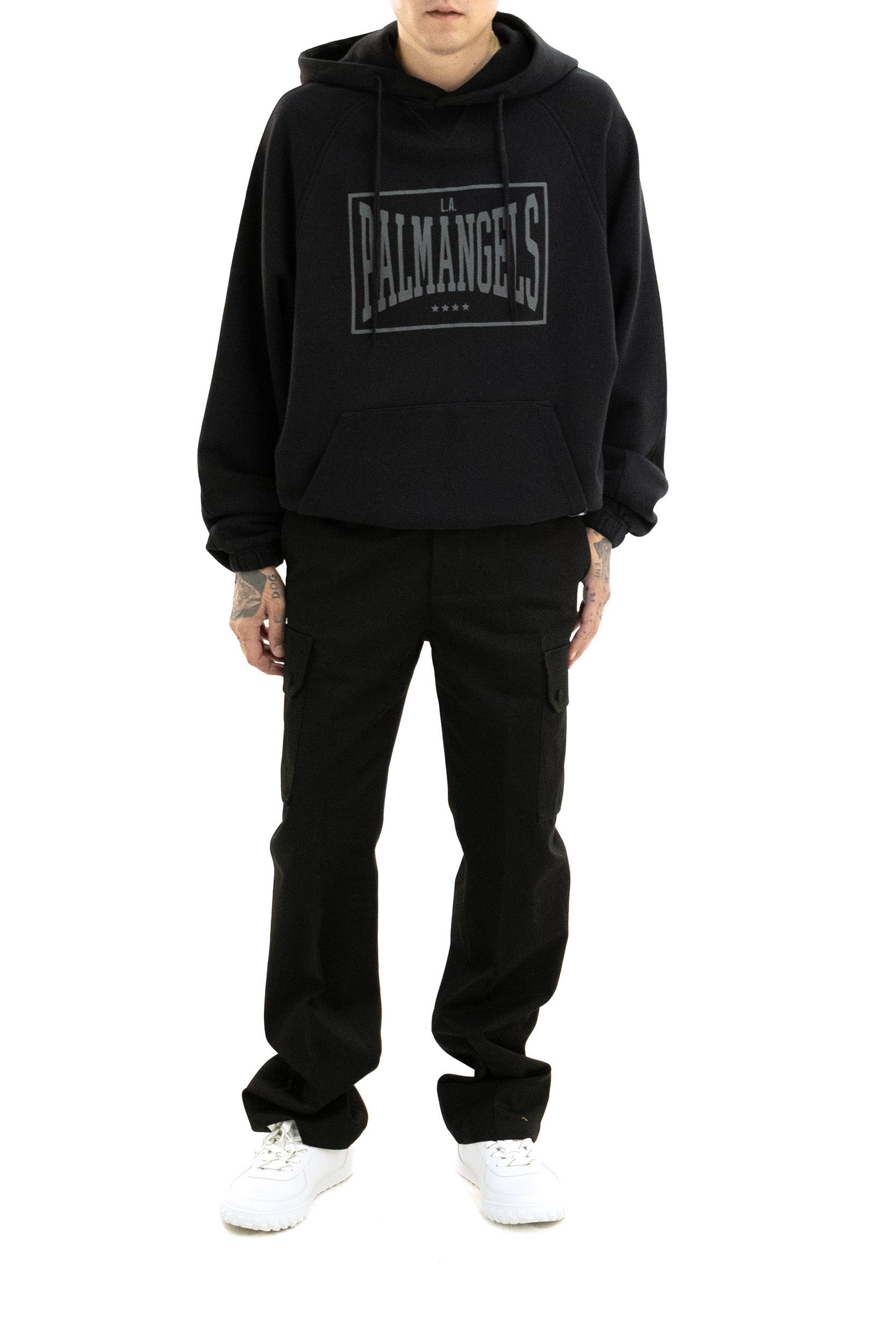 Felpa in Cotone con Cappuccio e Stampa Logo<BR/> PAMBB004FL001 1009 PALM ANGELS 
