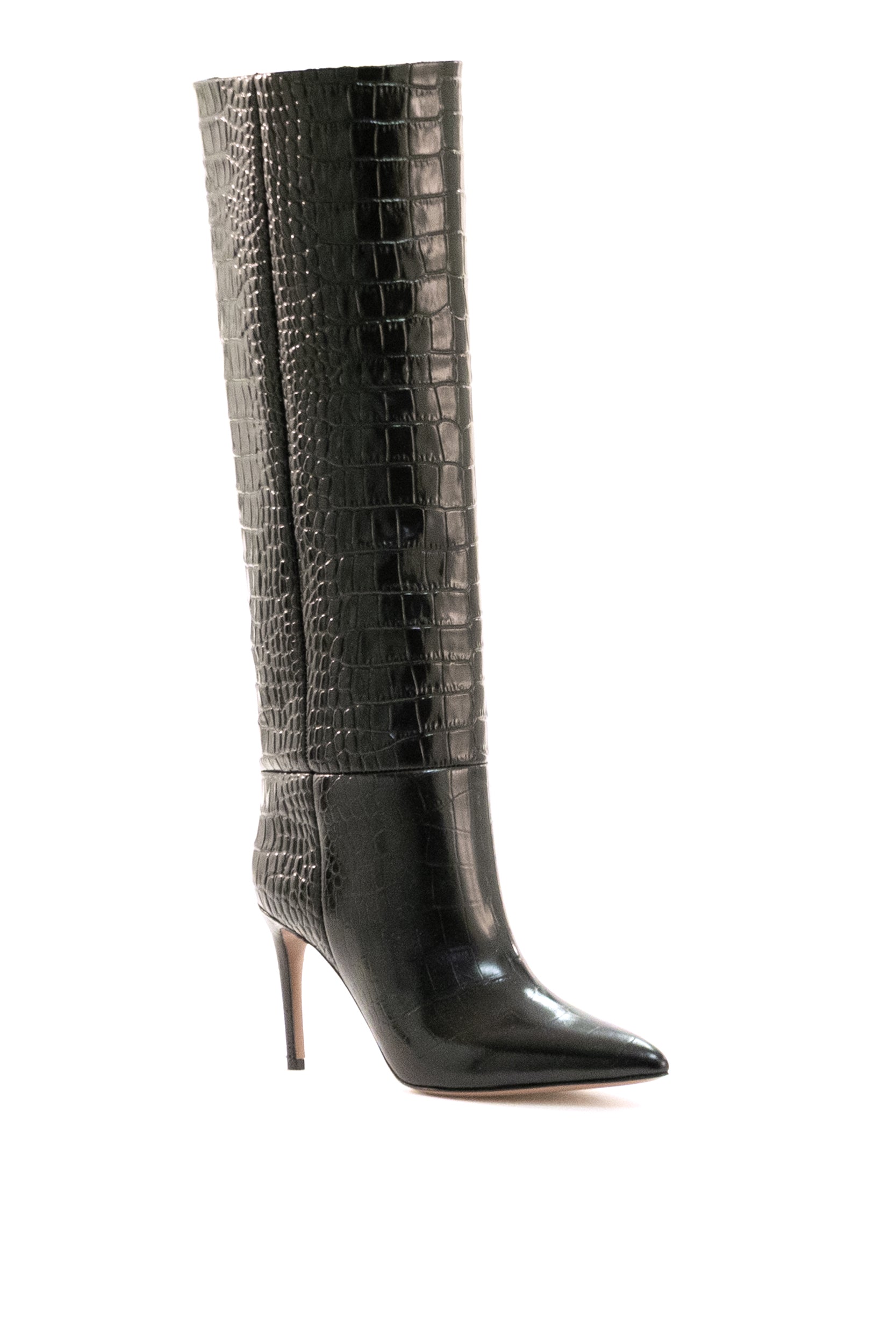 Stivali in pelle stampa coccodrillo di colore nero<BR/> PX548 CARBONE PARIS TEXAS 