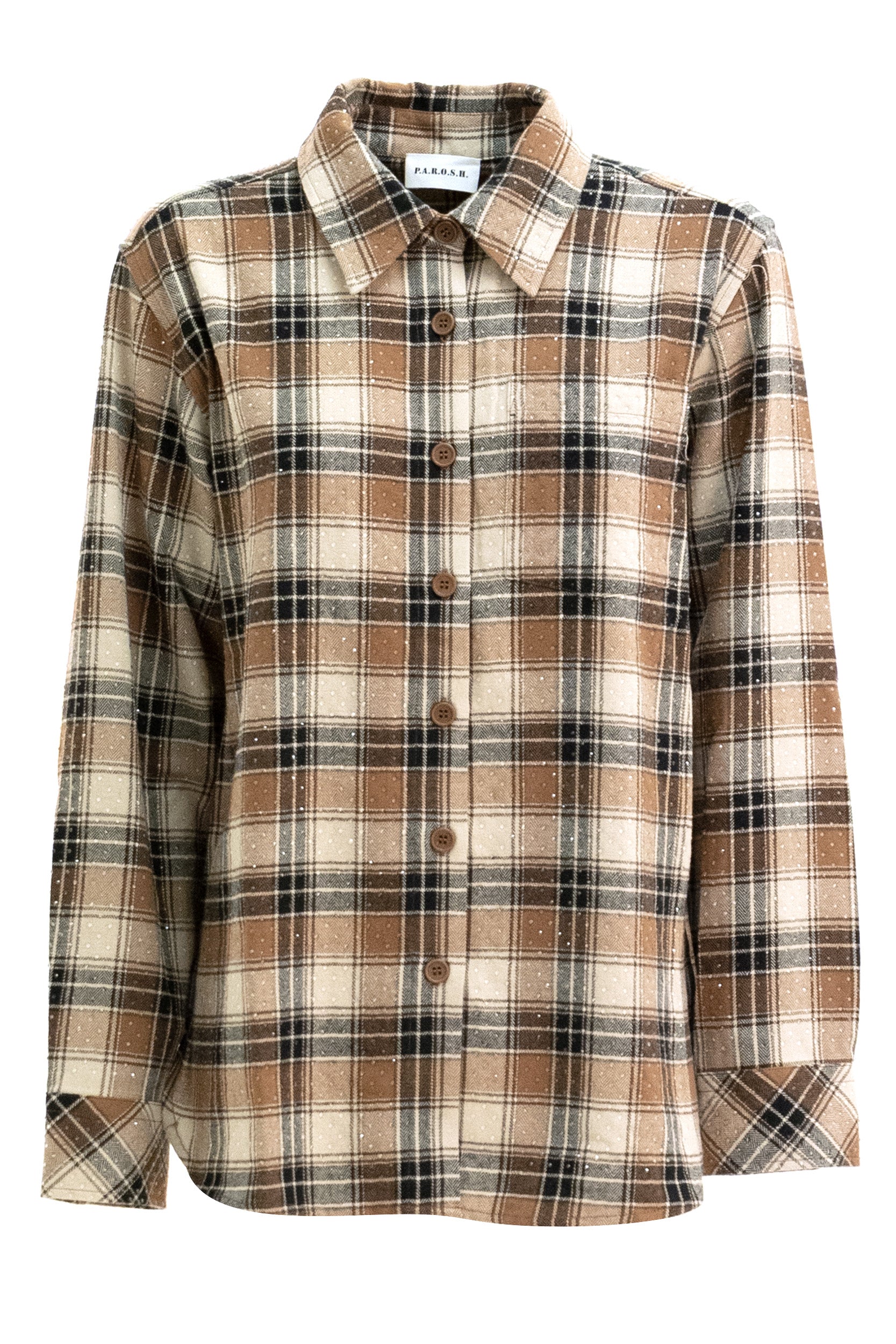 Camicia in cotone a quadri di colore marrone<BR/> COWBOY-D380669 808 P.A.R.O.S.H. 