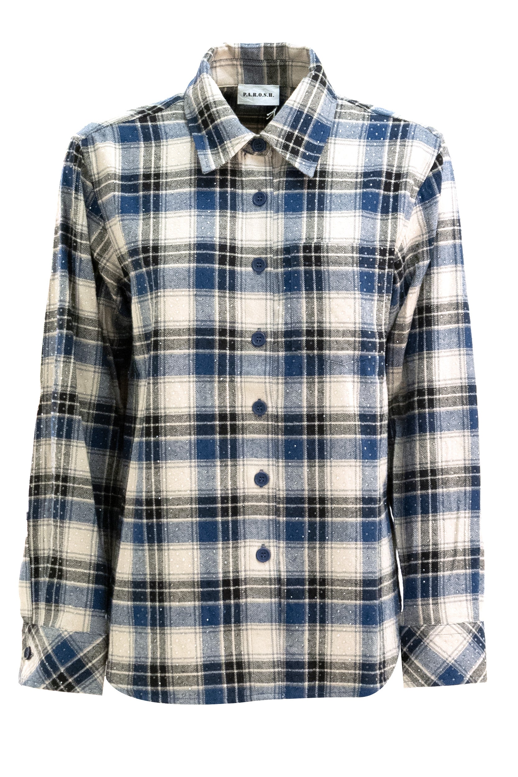 Camicia in cotone a quadri di colore blu<BR/> COWBOY-D380669 812 P.A.R.O.S.H. 