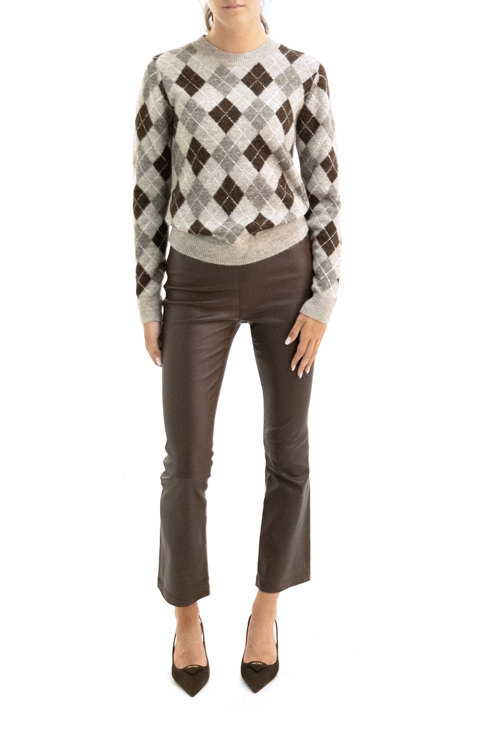 Pullover in lana a rombi di colore marrone<BR/> LAMB-D540996 808 P.A.R.O.S.H. 