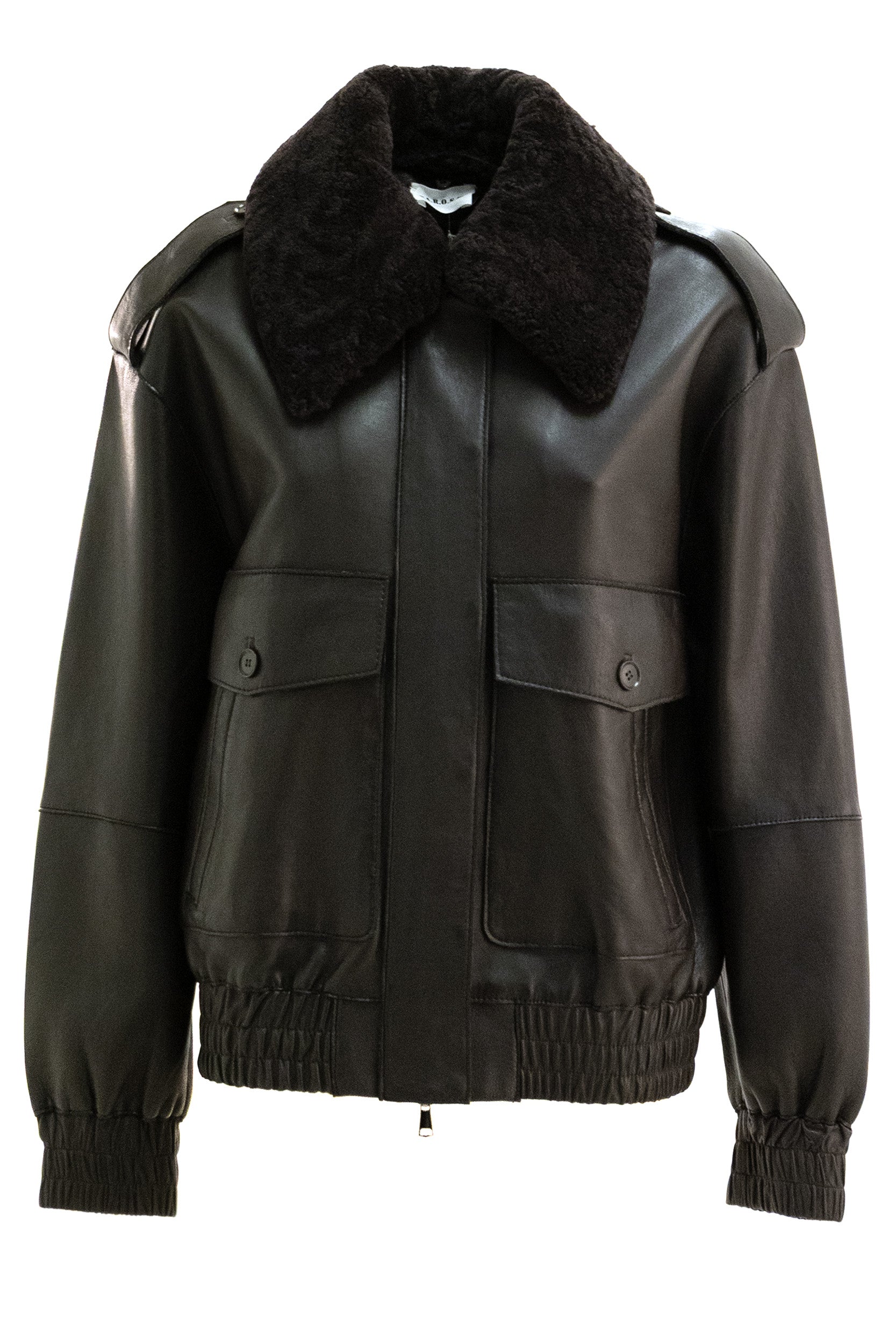 Giubbotto in pelle di agnello di colore marrone <BR/> MACIOCK26W-D431919SP 086 P.A.R.O.S.H. 
