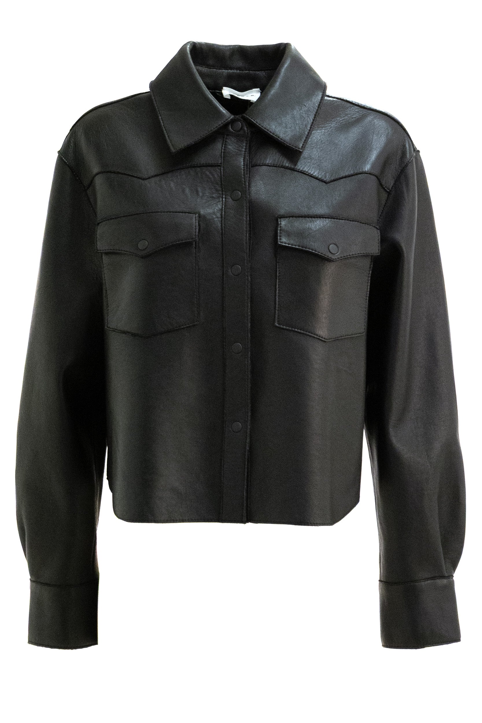 Camicia in pelle di agnell di colore nero<BR/> MACIOCK26W-D431922S 013 P.A.R.O.S.H. 
