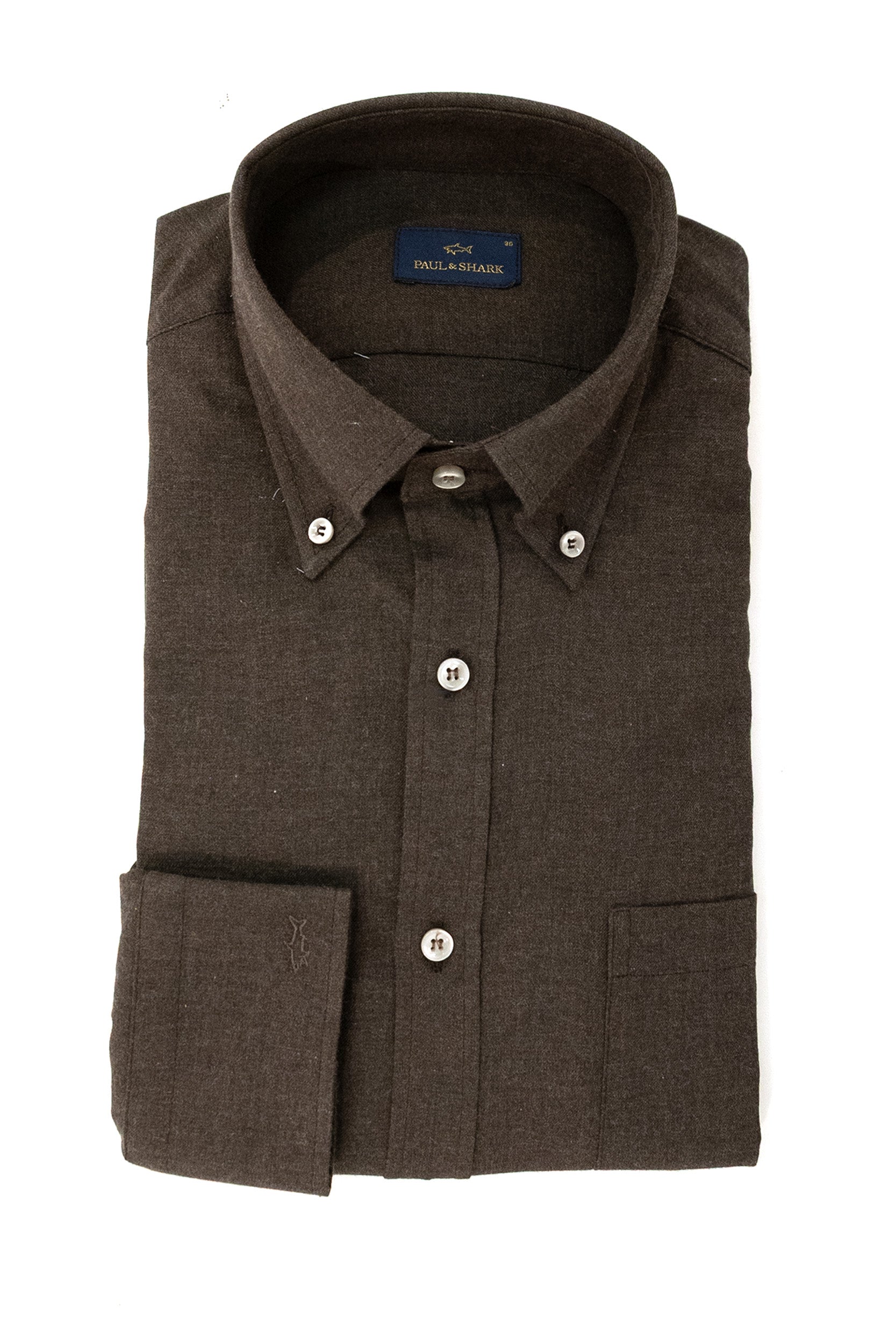 Camicia in cotone di colore marrone<BR/> 16313060 323 PAUL & SHARK 