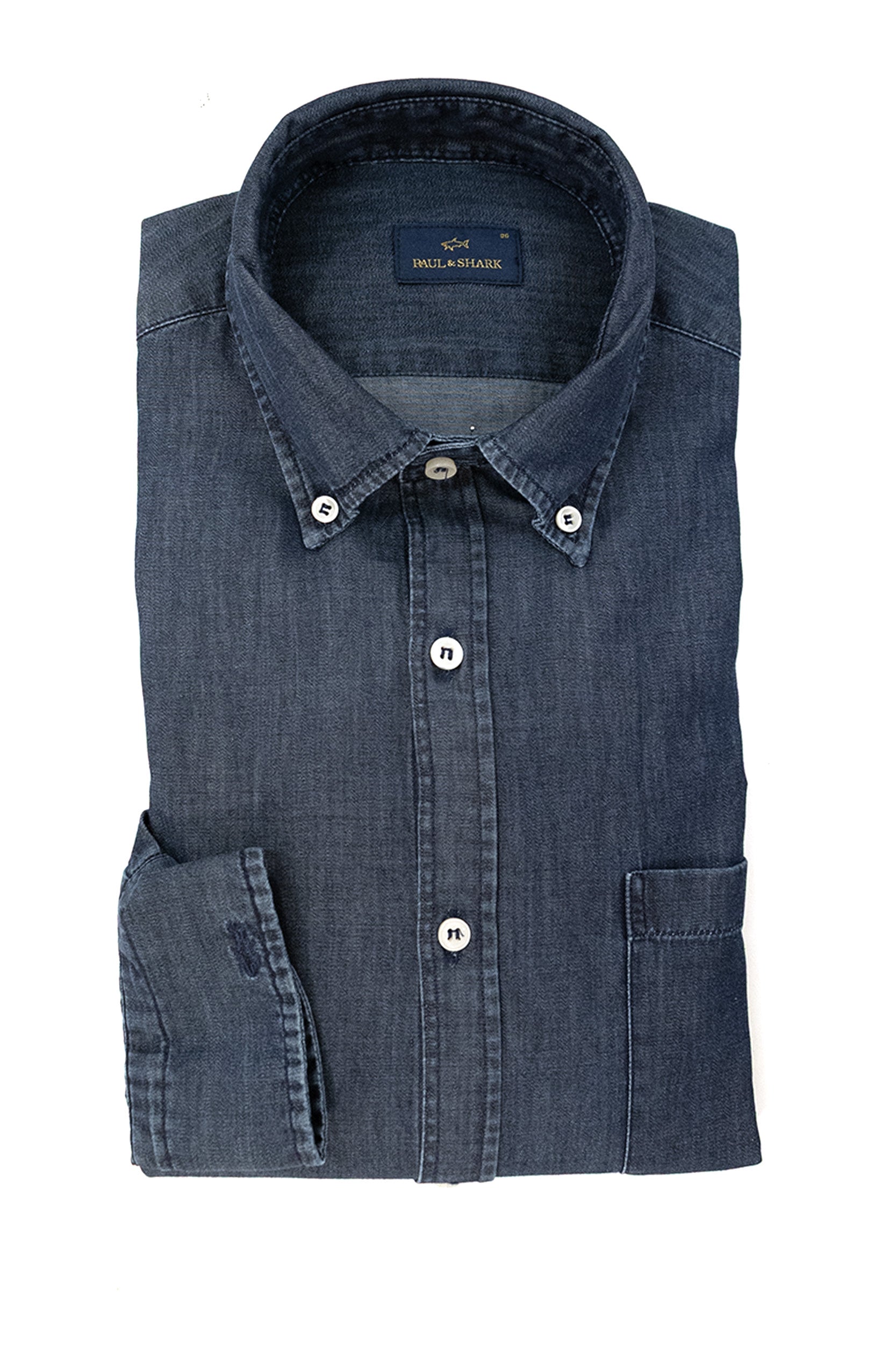 Camicia in denim di cotone di colore blu<BR/> 16313160 J03 PAUL & SHARK 