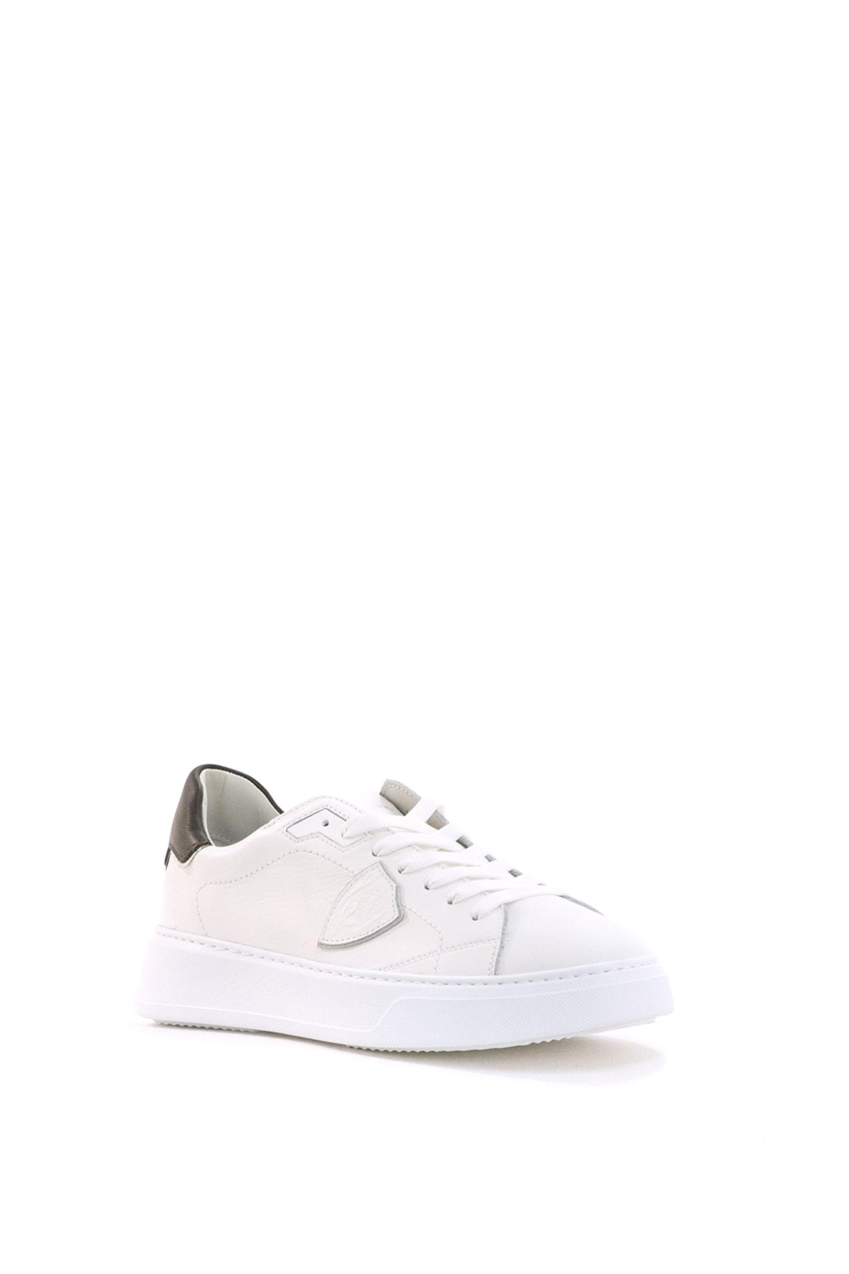 Sneakers Temple in pelle di colore bianco<BR/> BTLU VZ01 PHILIPPE MODEL 