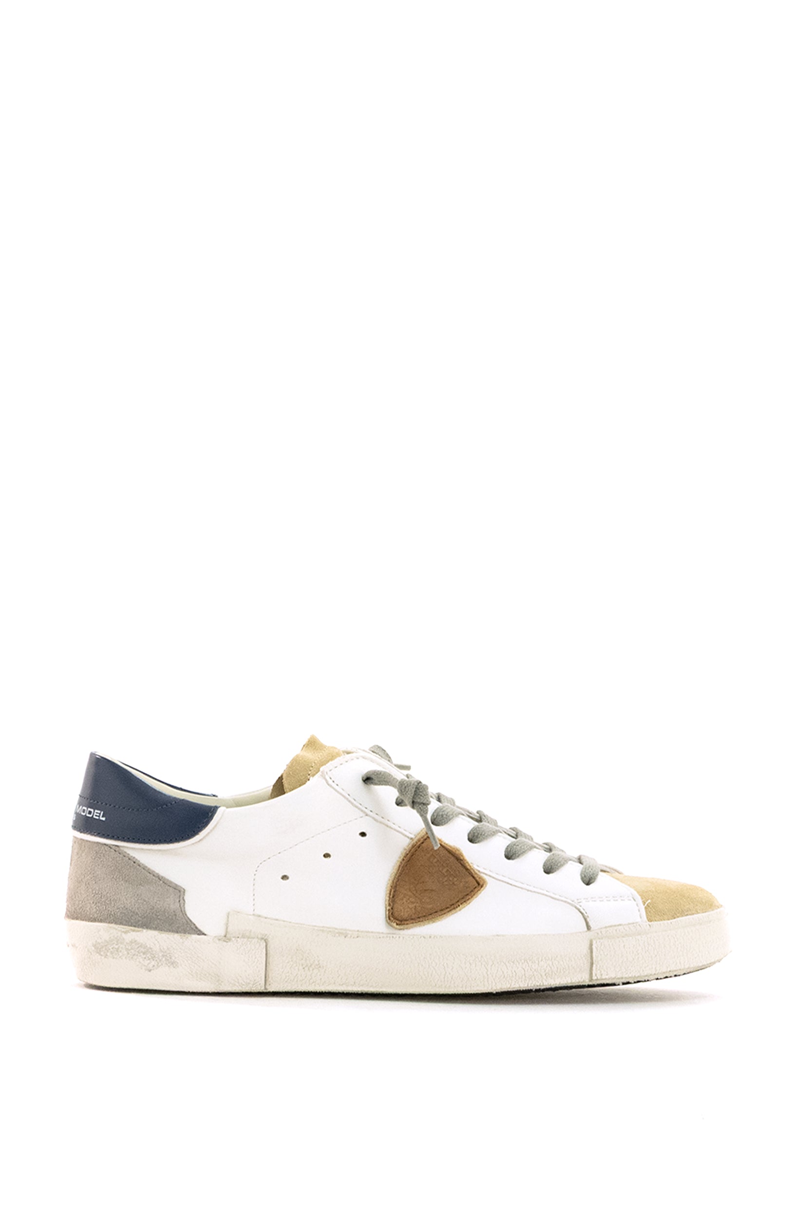 Sneakers Prsx in pelle di colore bianco e suede di colore beige<BR/> PRLU WX57 PHILIPPE MODEL 
