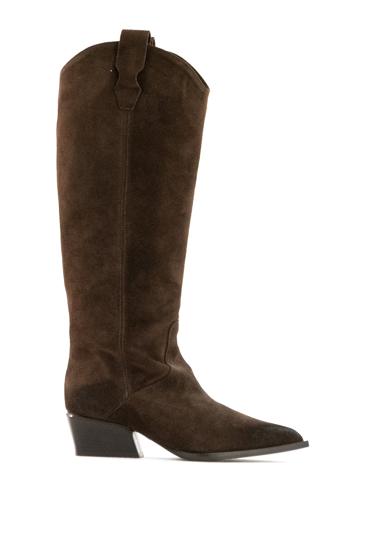 POEVE Stivale Western Macy in suede di colore marrone