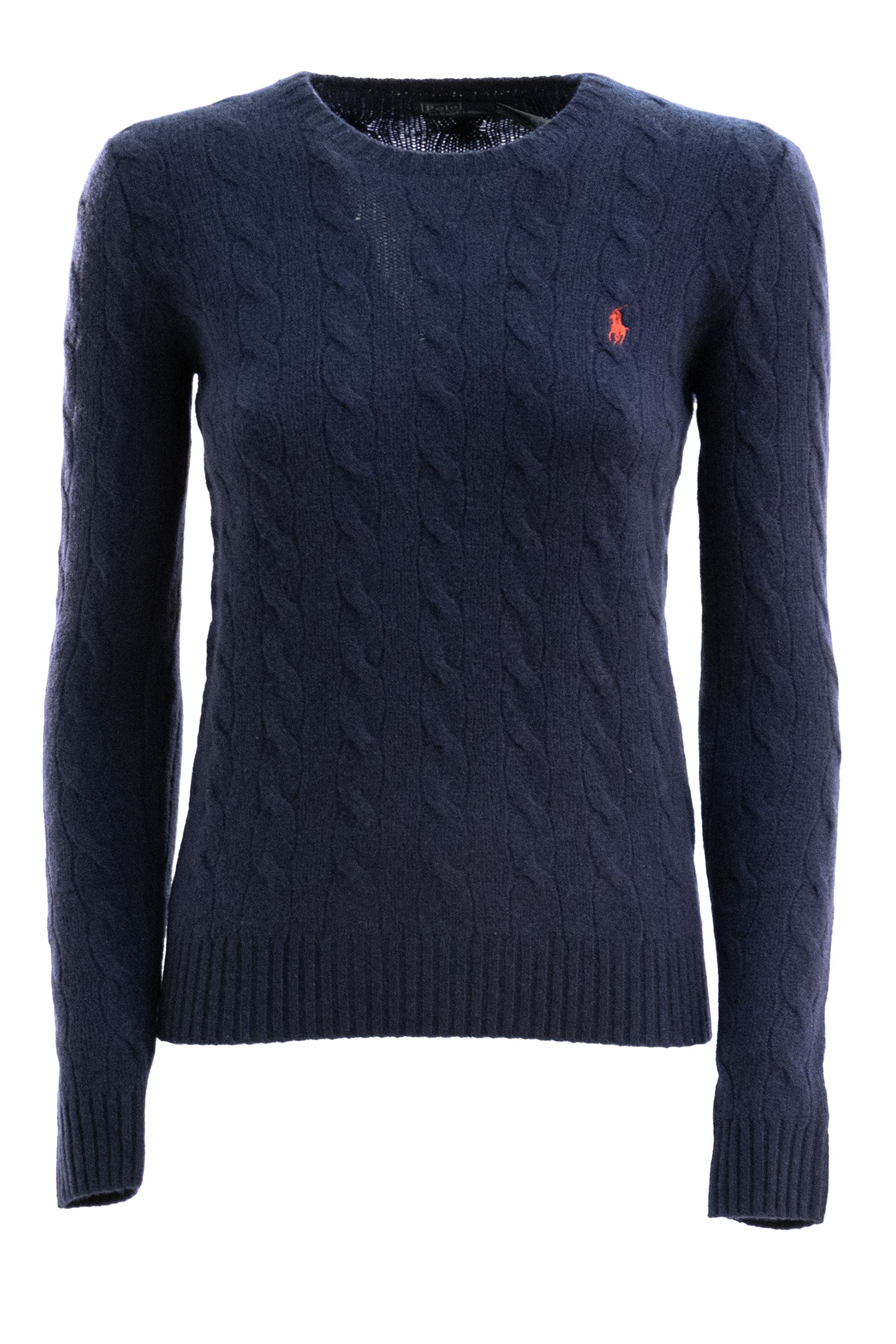 Pullover a trecce in lana e cashmere di colore blu <BR/> 211971865003 NAVY POLO RALPH LAUREN 