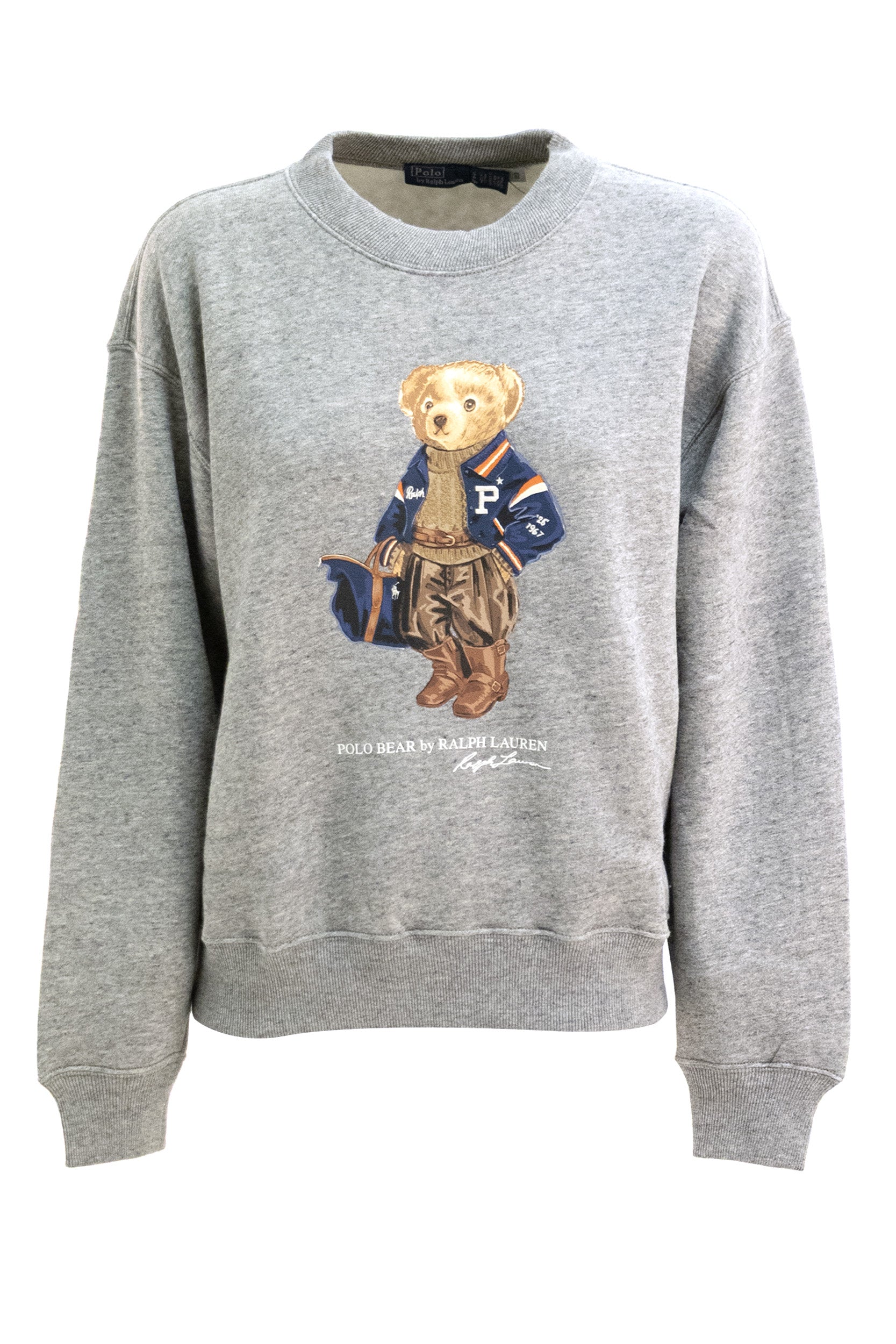Felpa Girocollo Polo Bear in Misto Cotone<BR/> 211B17788001 DARK HEATHER POLO RALPH LAUREN 