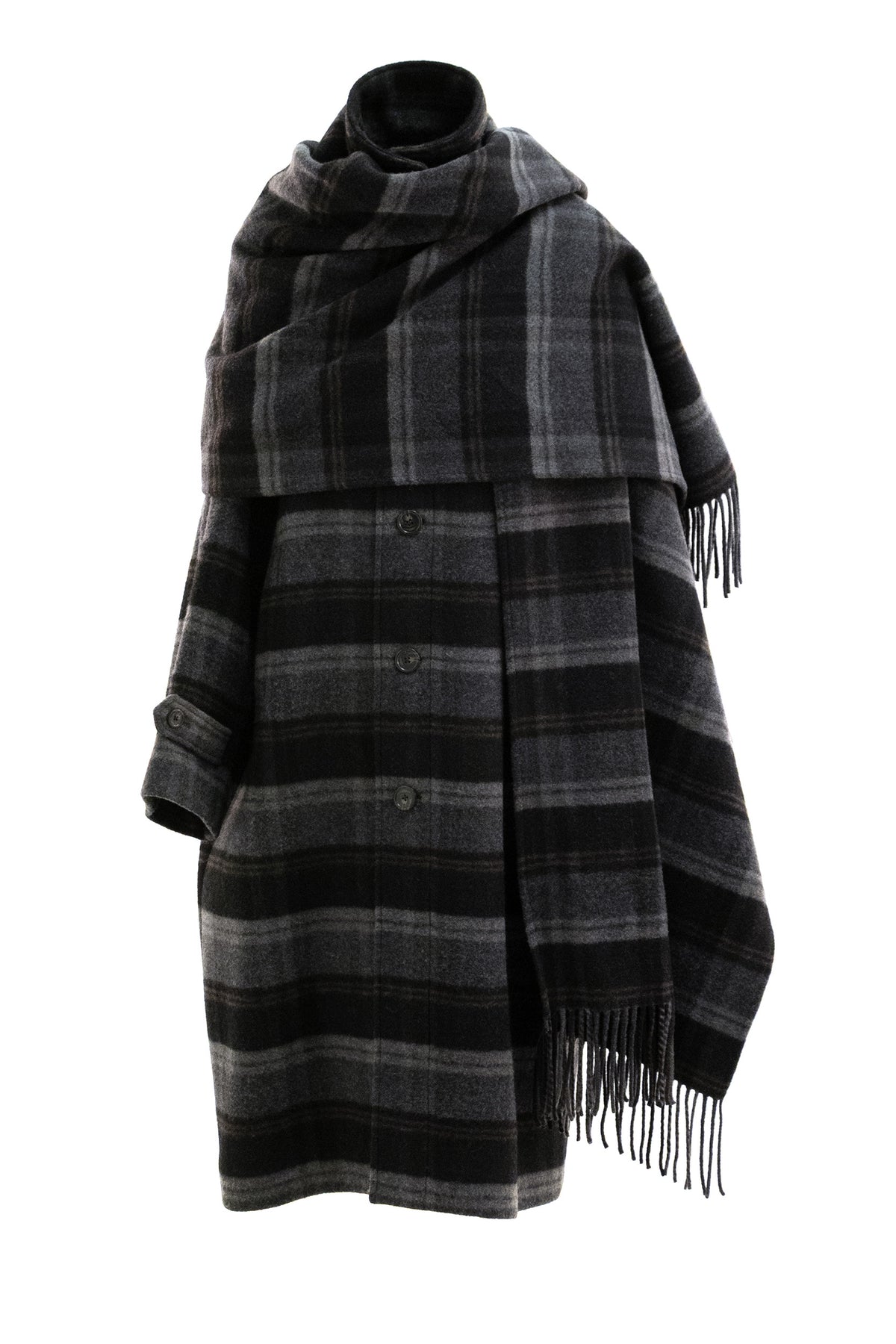 POLO RALPH LAUREN Cappotto in lana di colore nero e grigio, view 4