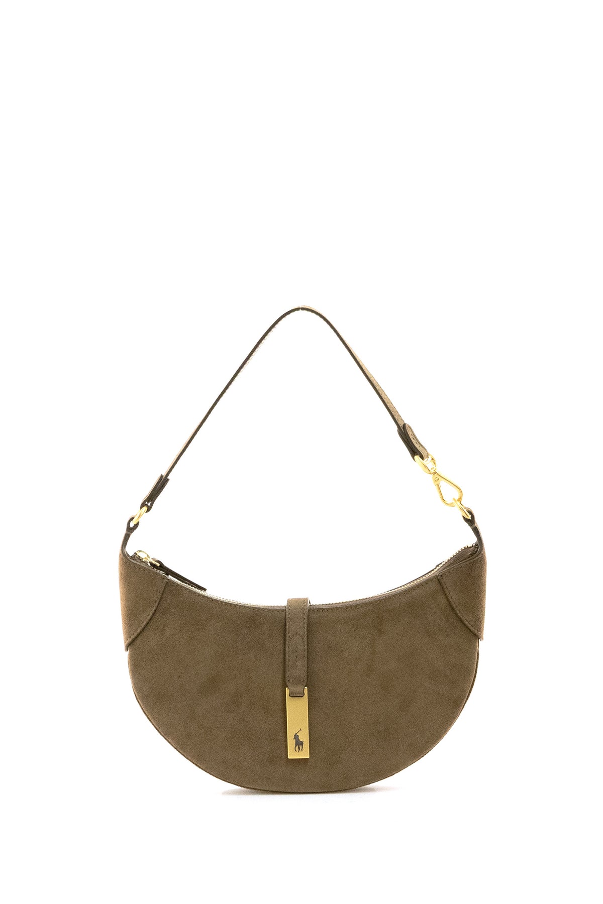 POLO RALPH LAUREN Hazelnut suede Polo ID mini shoulder bag, Marrone