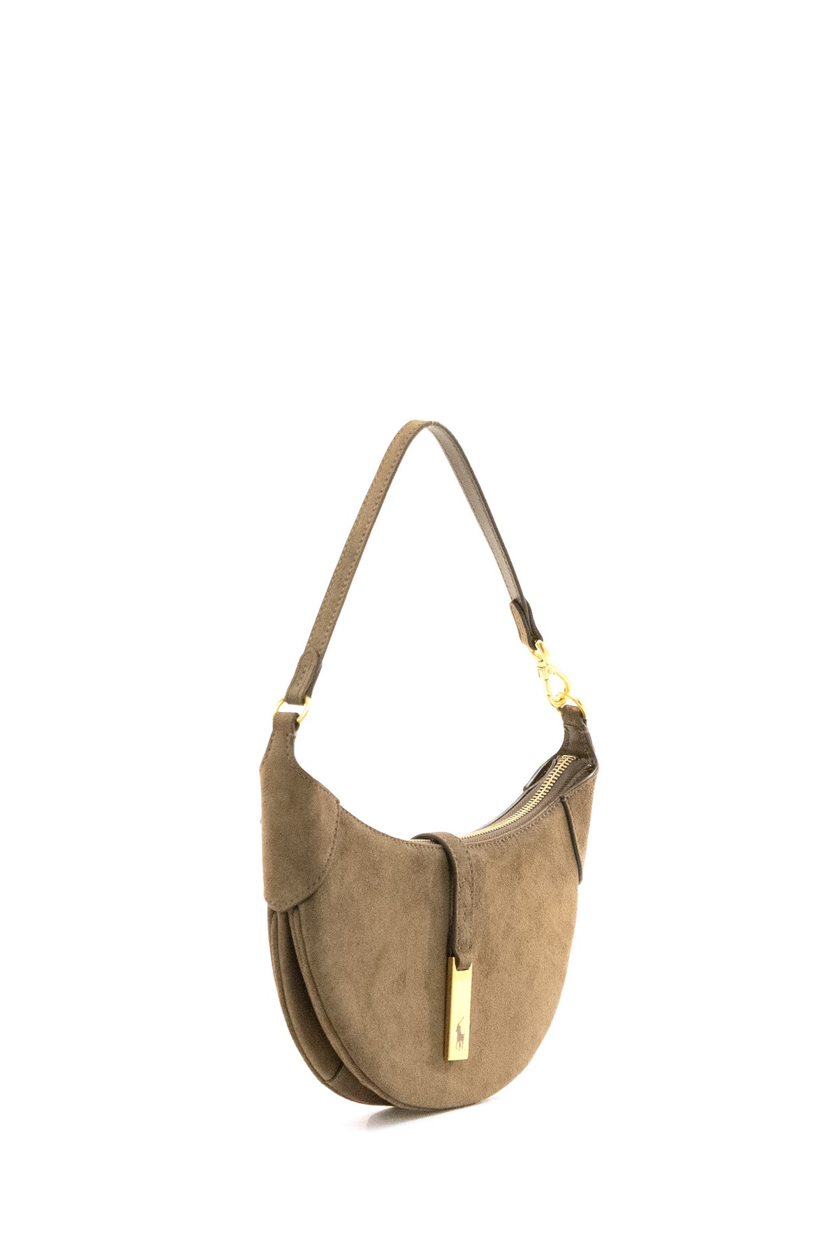 POLO RALPH LAUREN Hazelnut suede Polo ID mini shoulder bag, Marrone, view 2