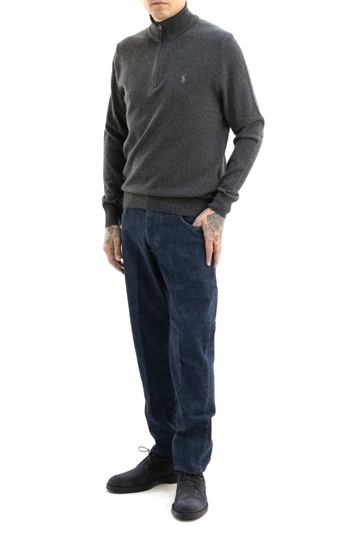 POLO RALPH LAUREN Maglia in lana di colore grigio scuro, vista 2