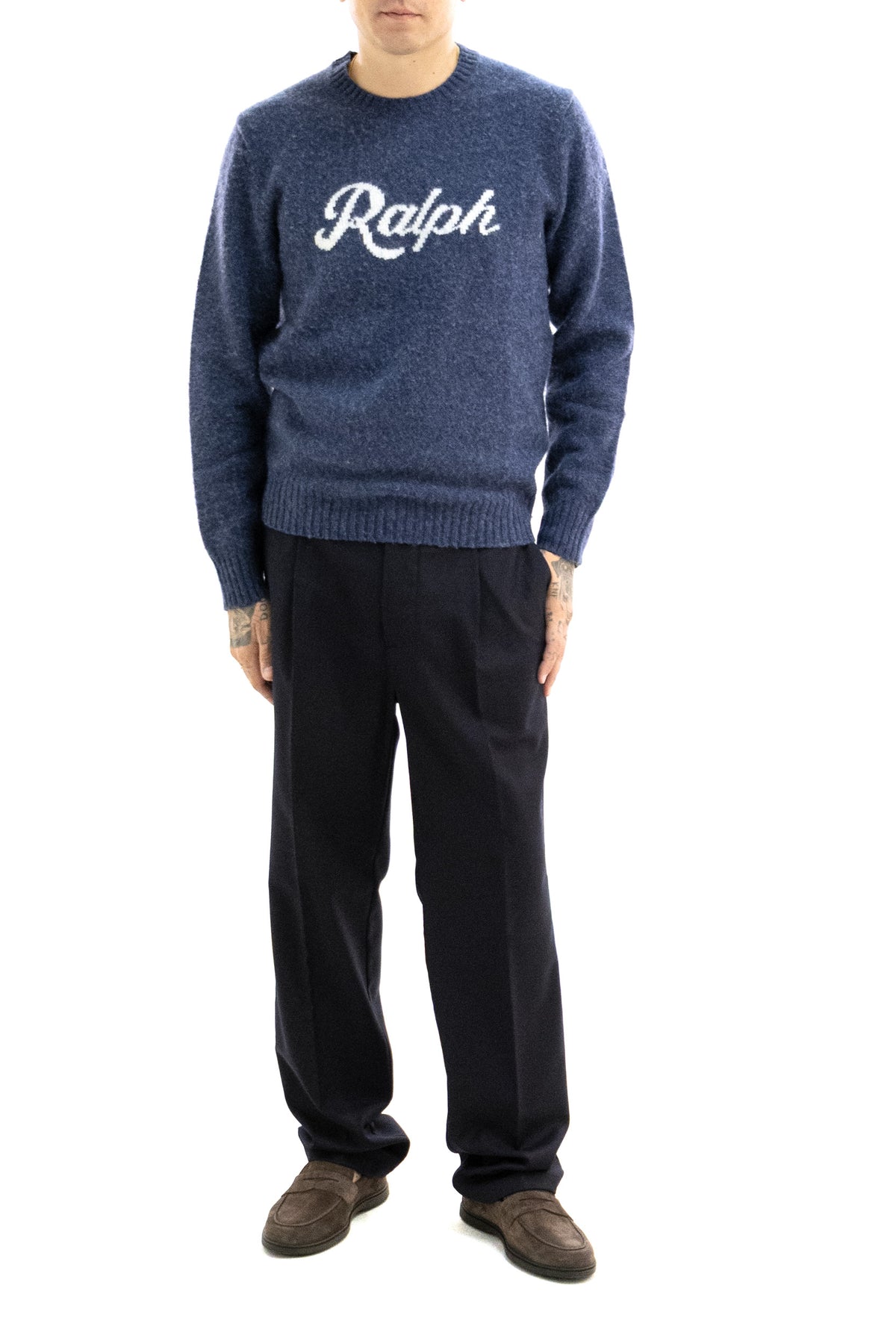 POLO RALPH LAUREN Maglione in lana e chasmere di colore blu, view 2